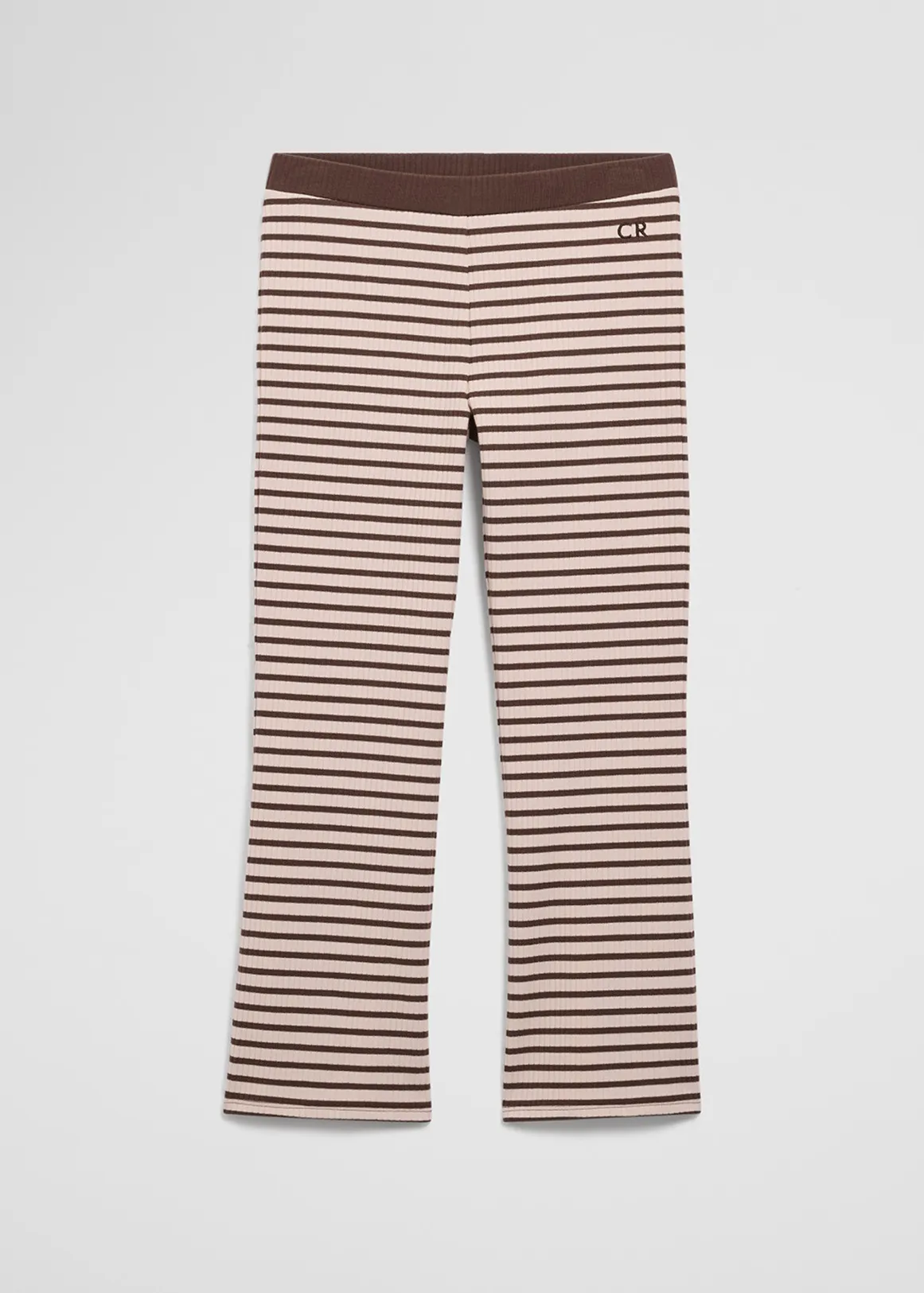 Organically Grown Cotton Blend Flare Rib Pant - COCOA STRIPE