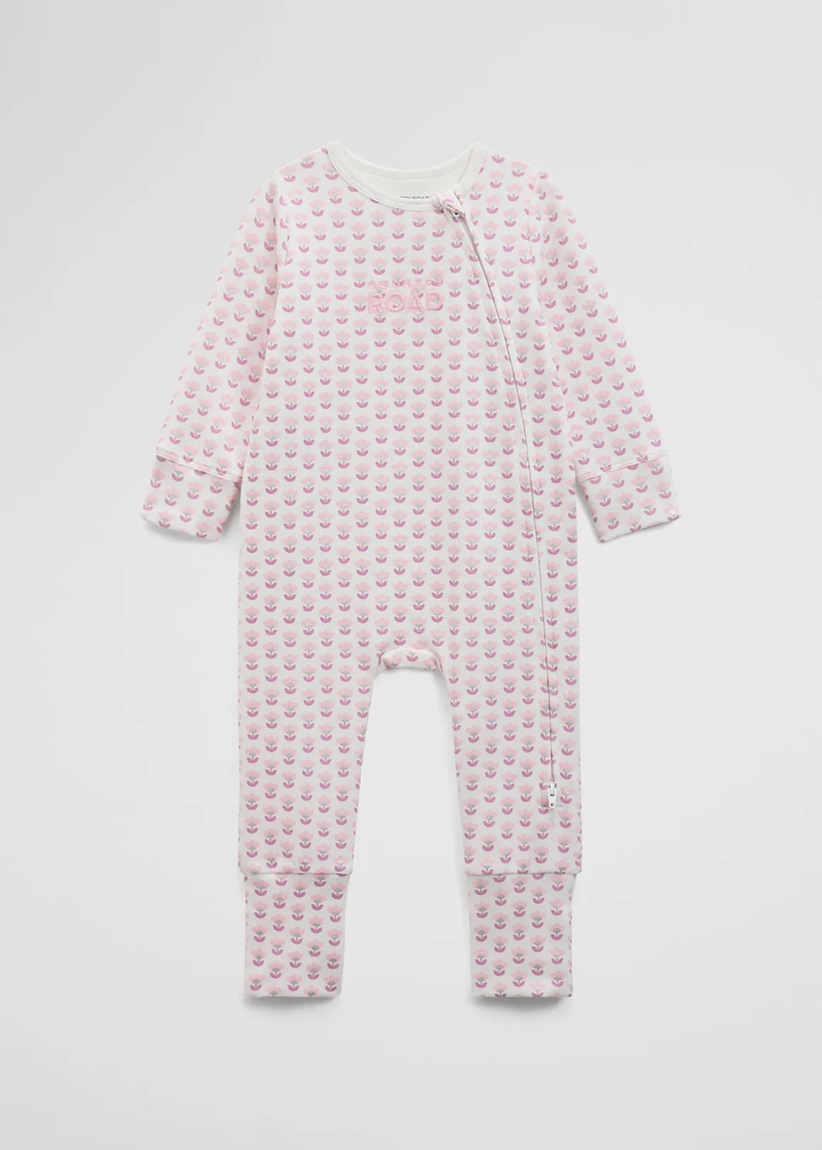 Organically Grown Cotton Blend Logo Zip Jumpsuit - PINK GEO FLORAL