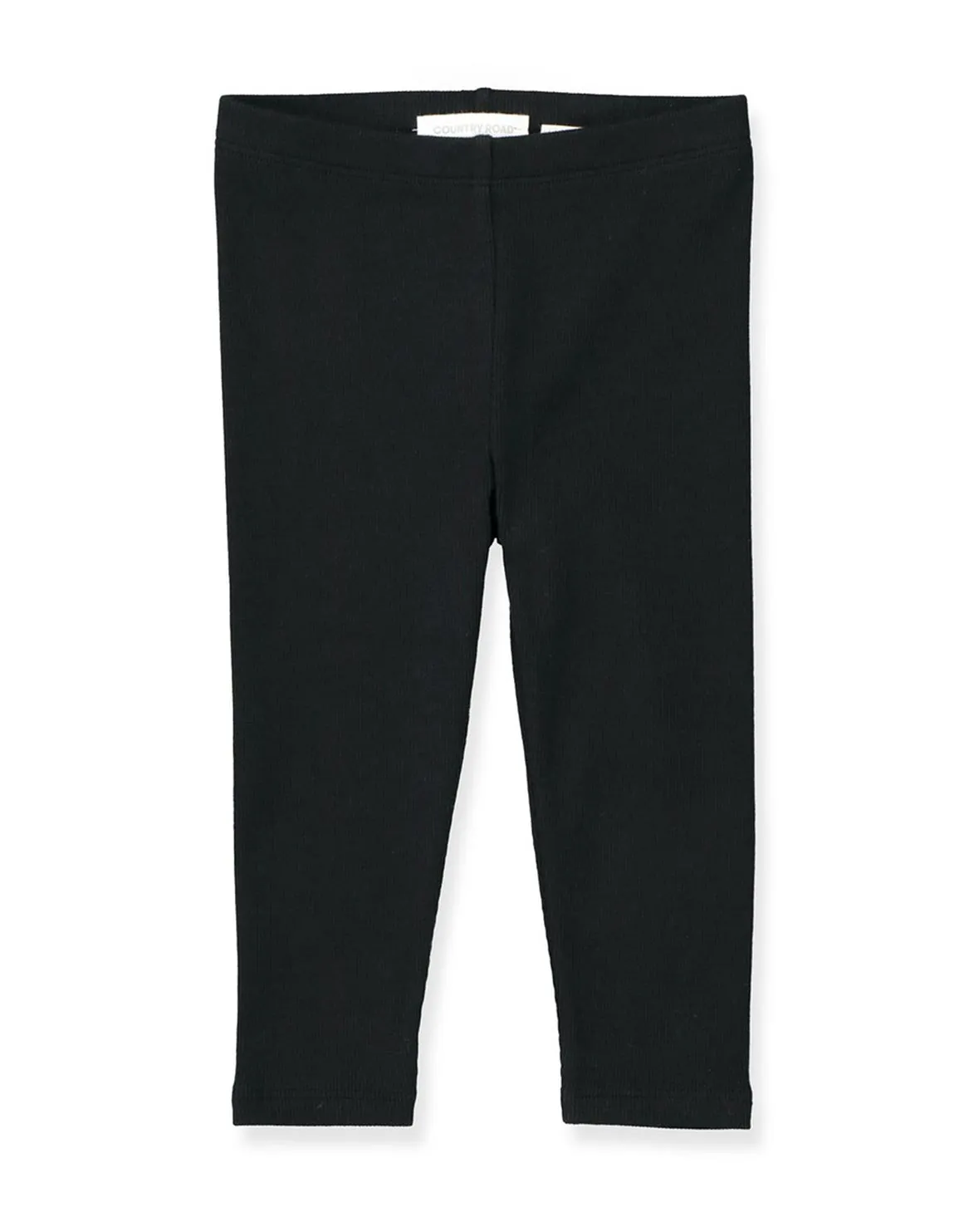 Organically Grown Cotton Blend Solid Rib Legging - BLACK