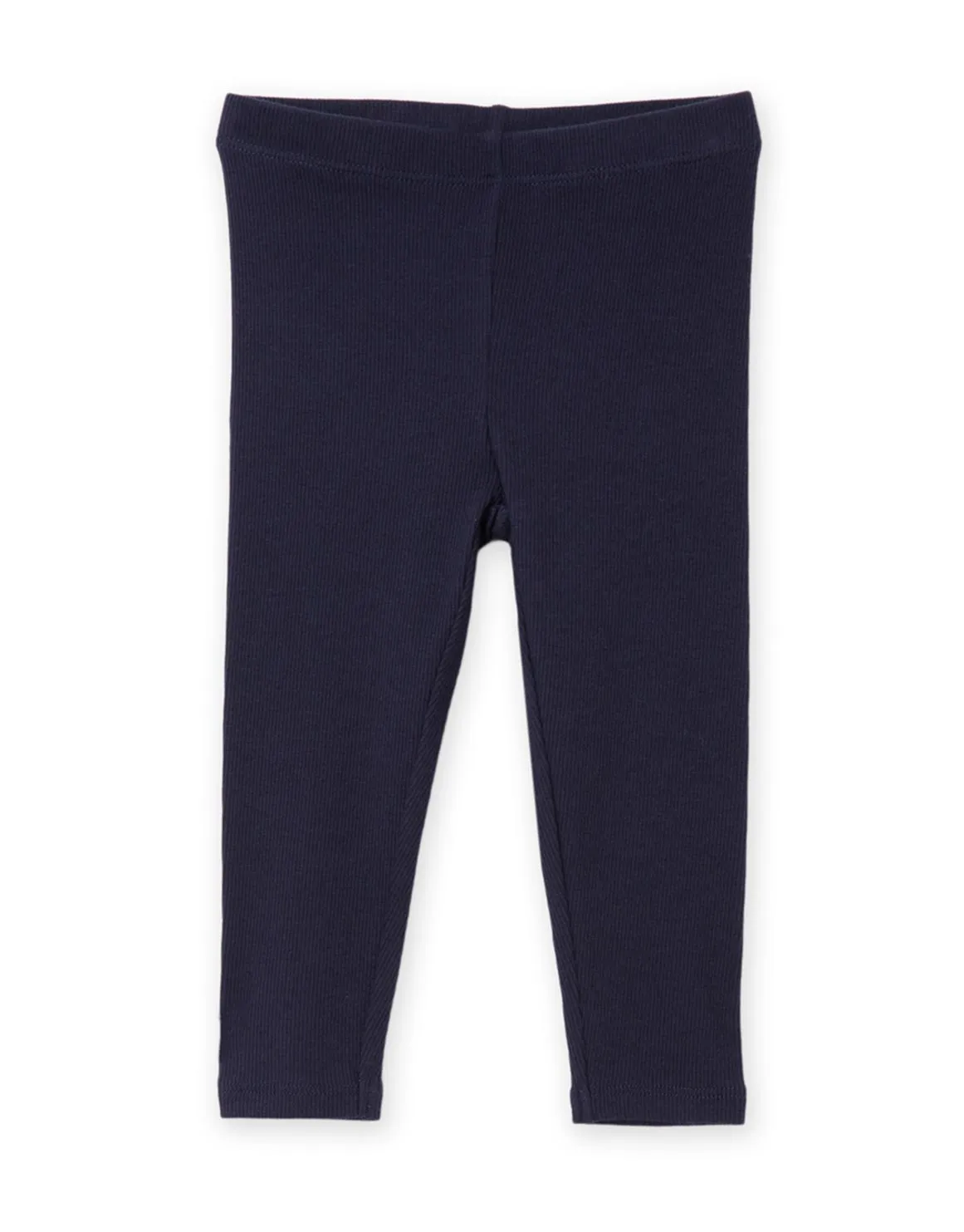 Organically Grown Cotton Blend Solid Rib Legging - FRENCH NAVY