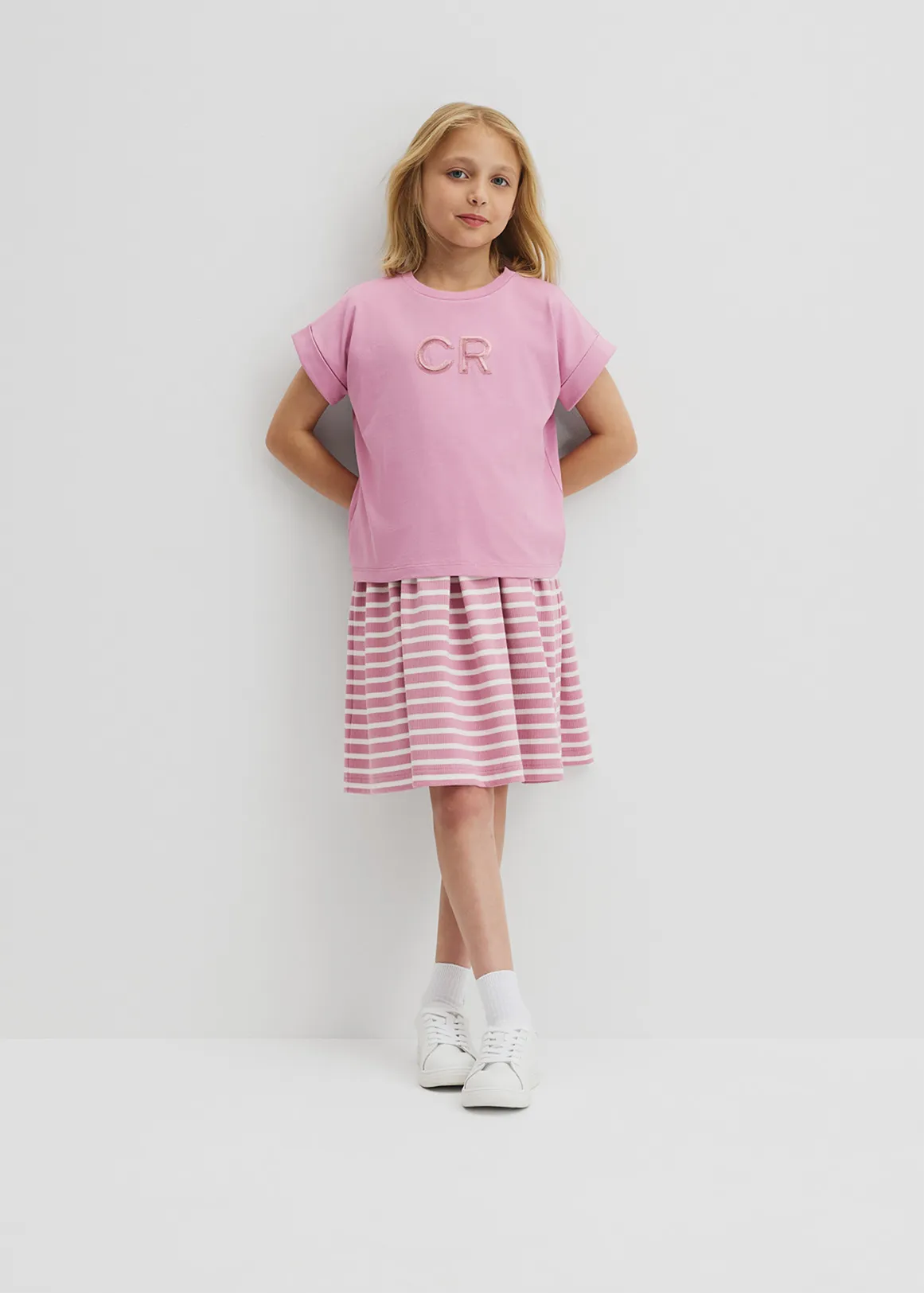 Organically Grown Cotton CR Sequin Logo T-Shirt - BERRY