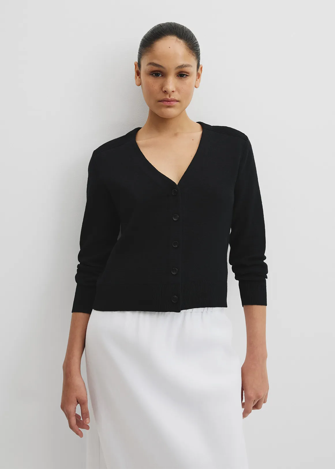 Organically Grown Cotton Linen Blend Knit Cardigan - BLACK