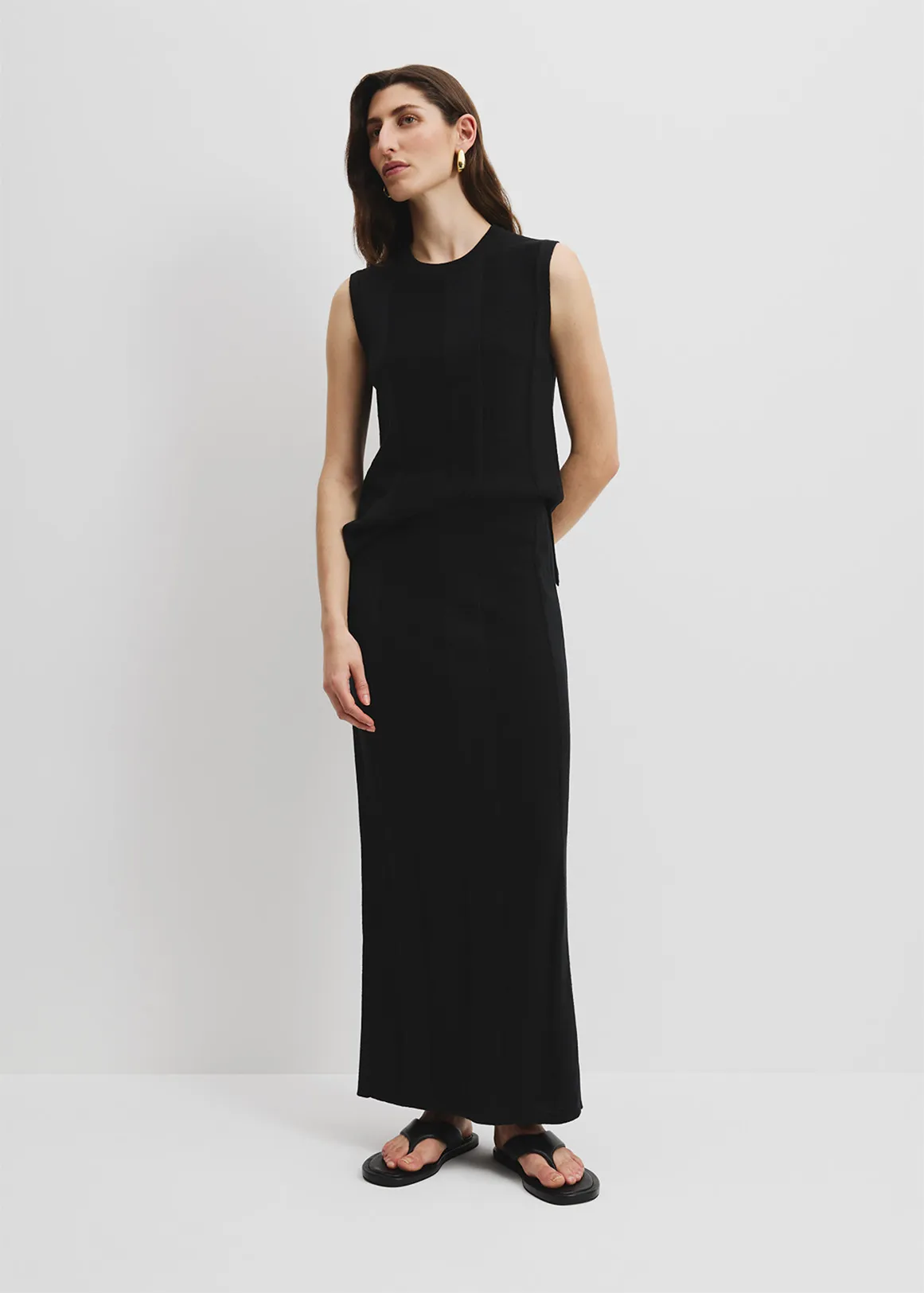 Organically Grown Cotton Linen Maxi Skirt - BLACK