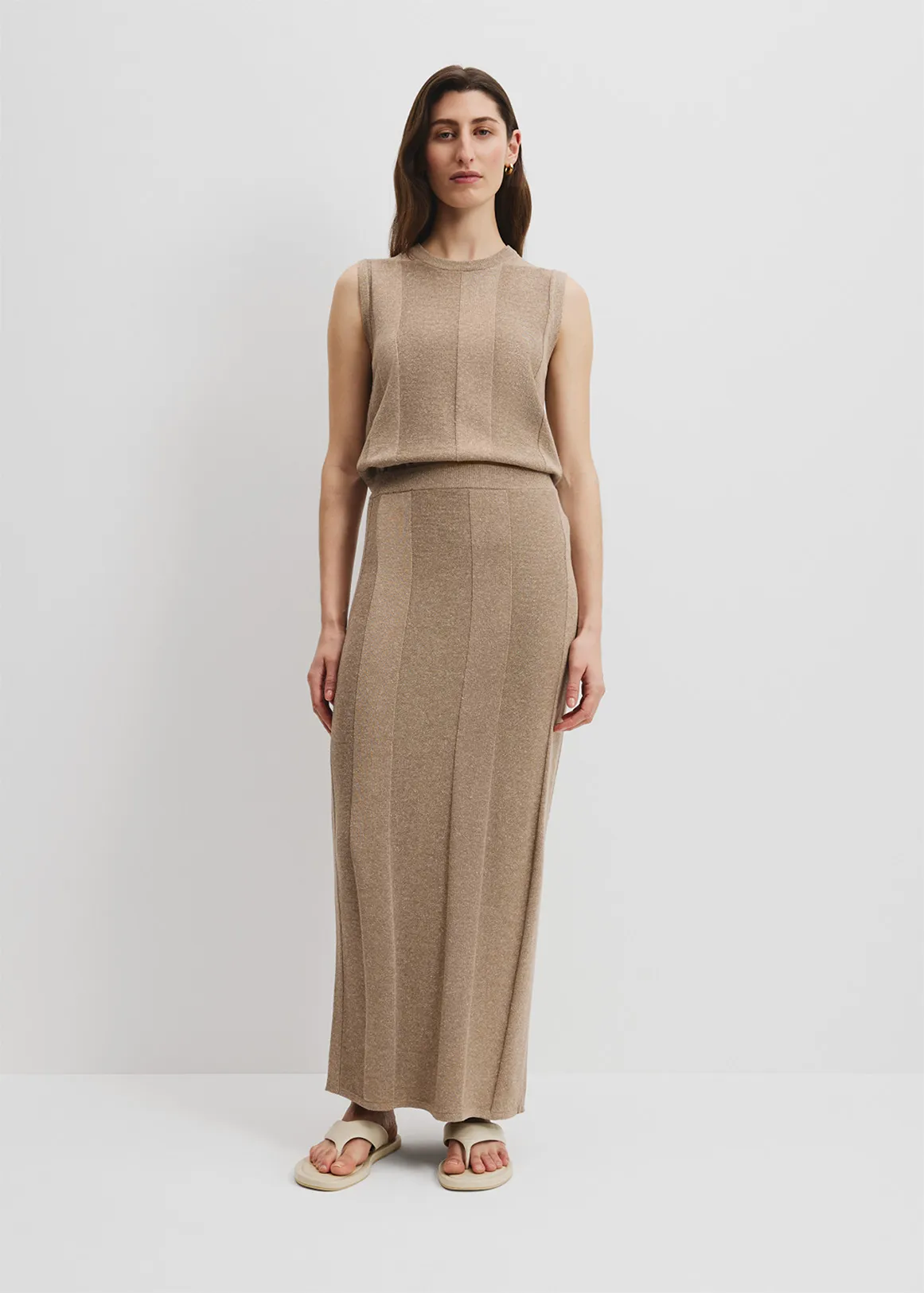 Organically Grown Cotton Linen Maxi Skirt - LATTE MARLE