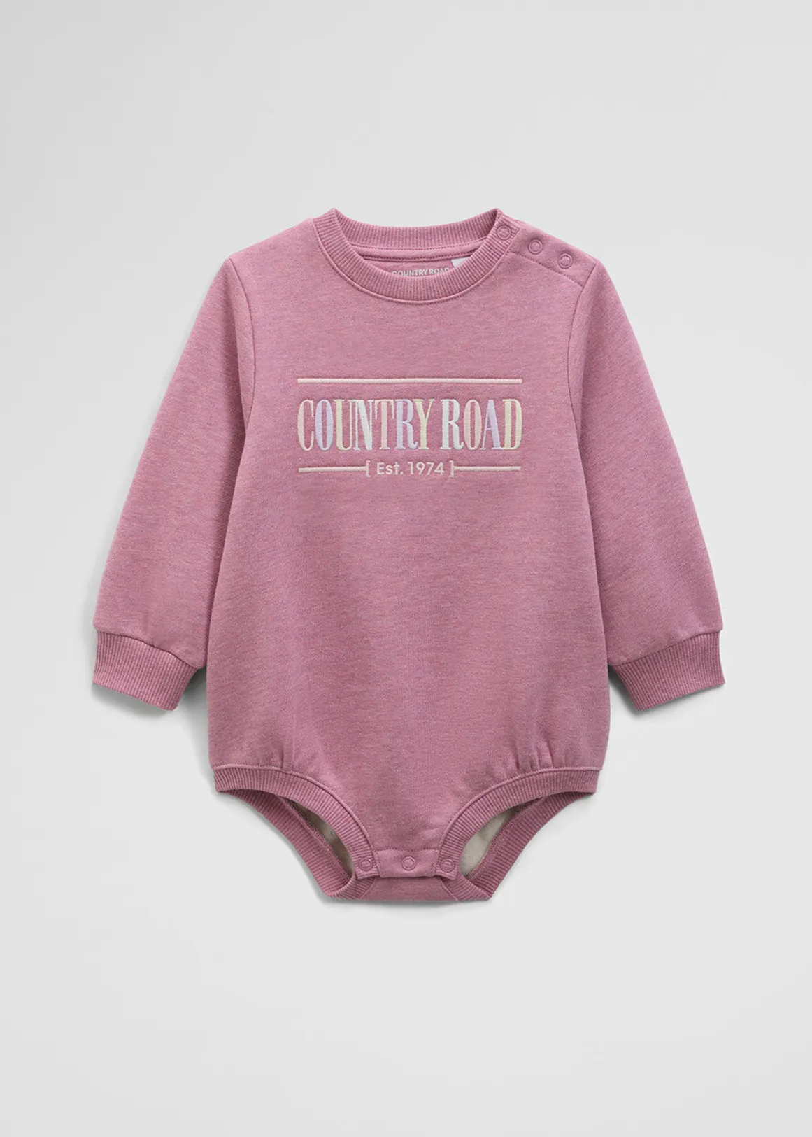 Organically Grown Cotton Logo Oversized Long Sleeve Bodysuit - BERRY MARLE
