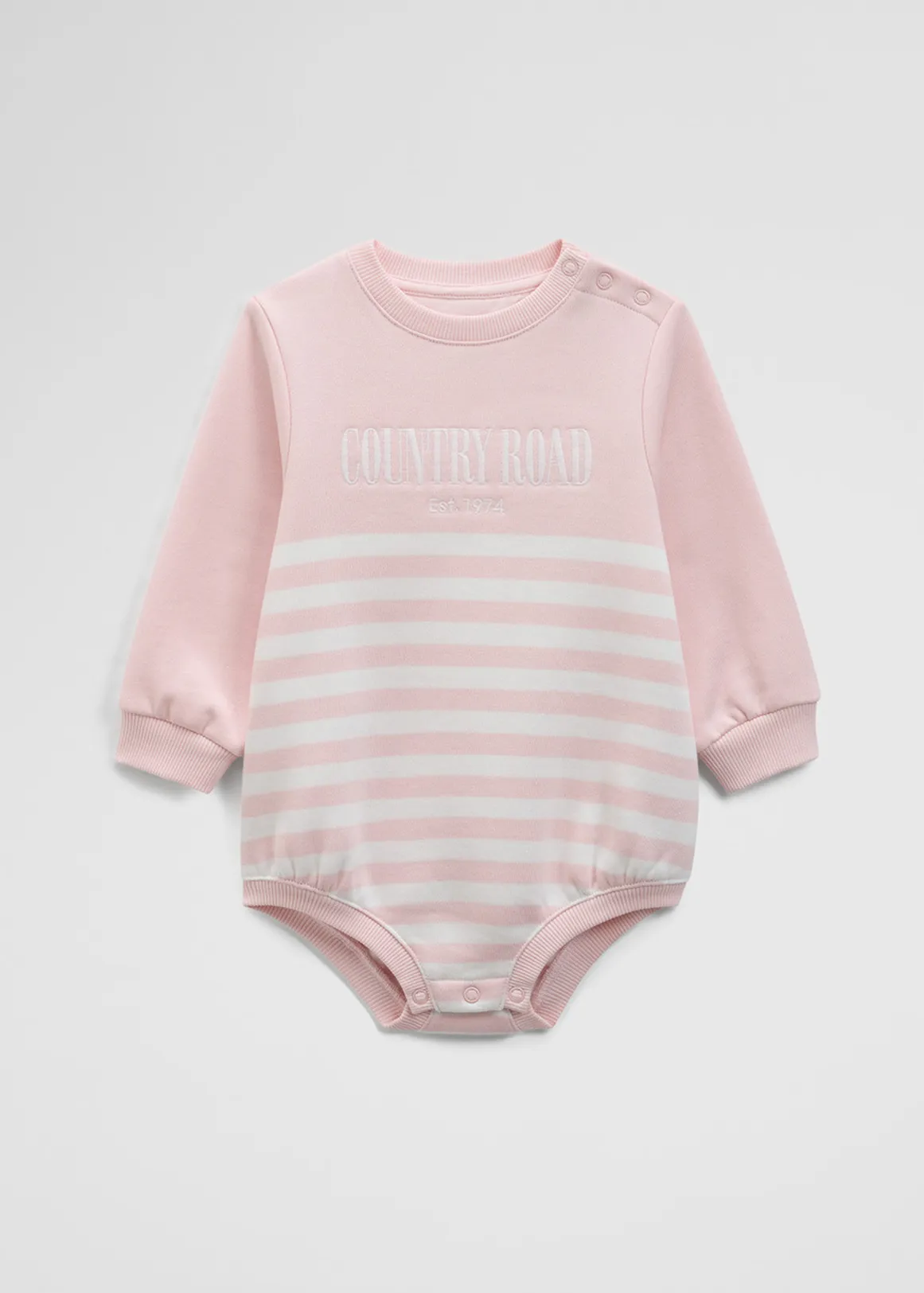 Organically Grown Cotton Logo Oversized Long Sleeve Bodysuit - MINERAL PINK STRIPE