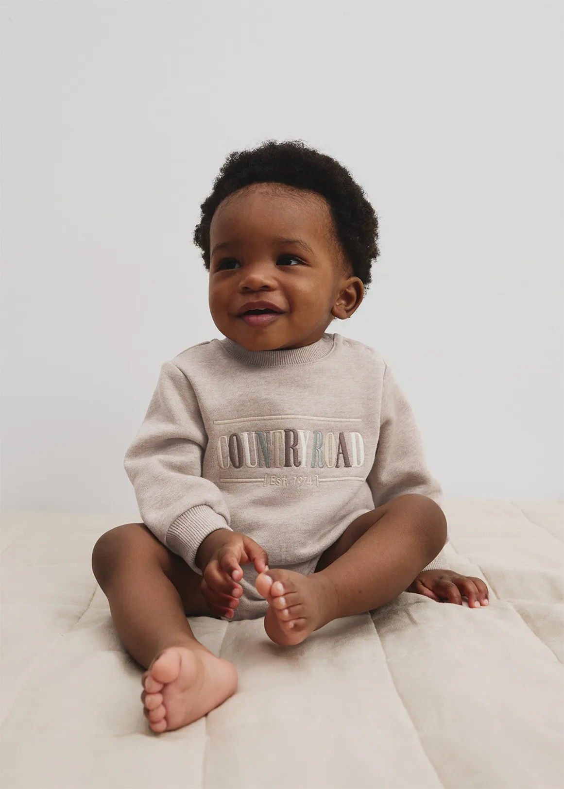 Organically Grown Cotton Logo Oversized Long Sleeve Bodysuit - MUSHROOM MARLE