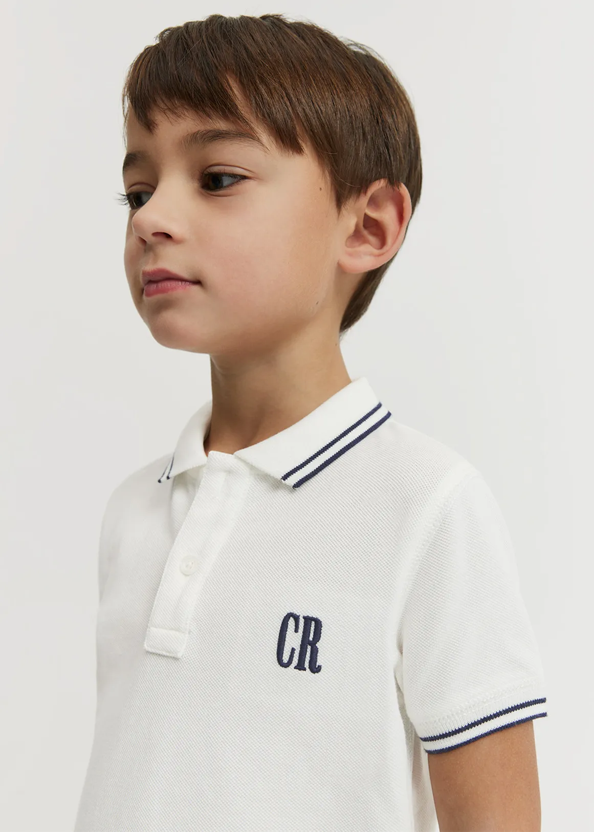 Organically Grown Cotton Logo Polo Shirt - MARSHMALLOW