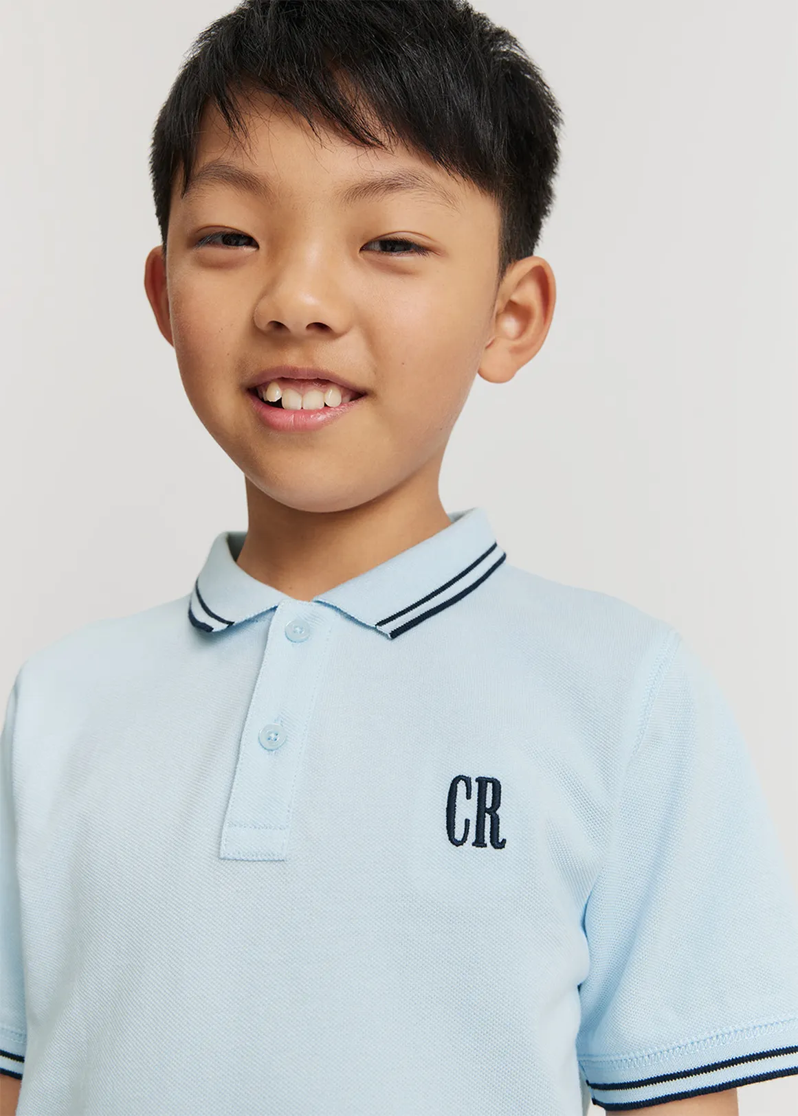 Organically Grown Cotton Logo Polo Shirt - PALE BLUE