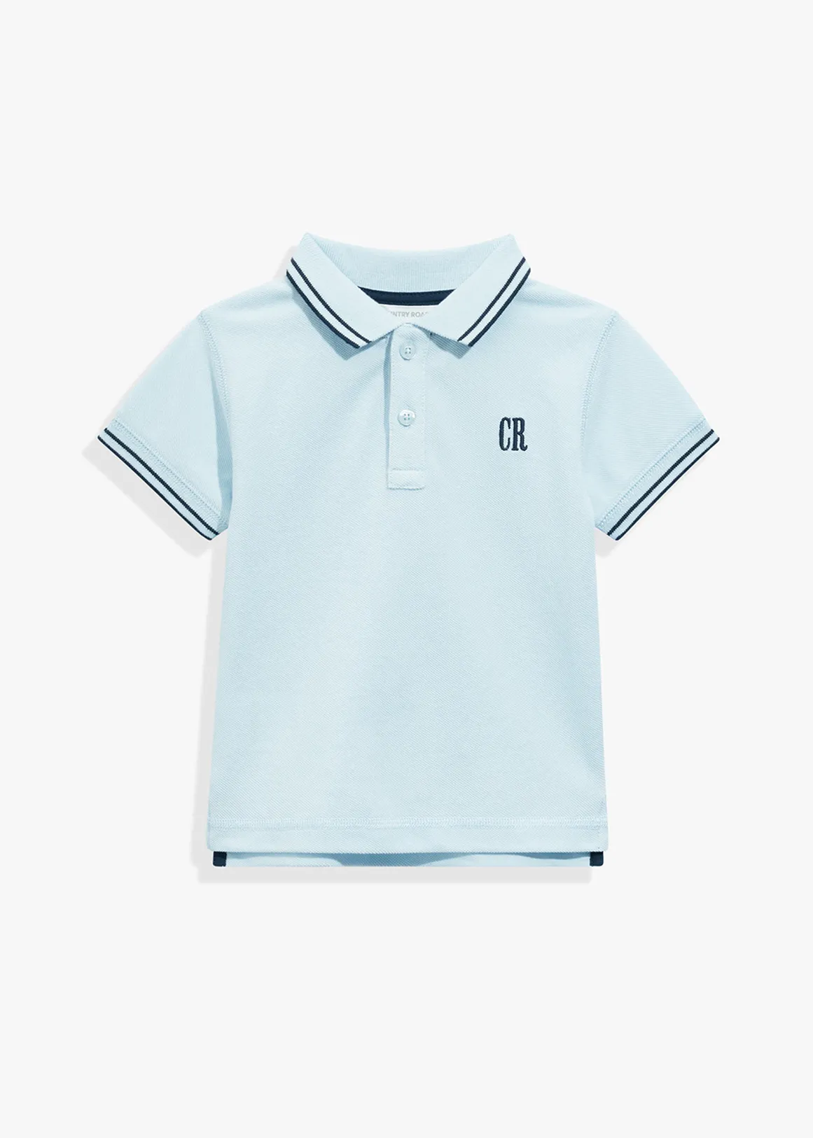 Organically Grown Cotton Logo Polo Shirt - PALE BLUE