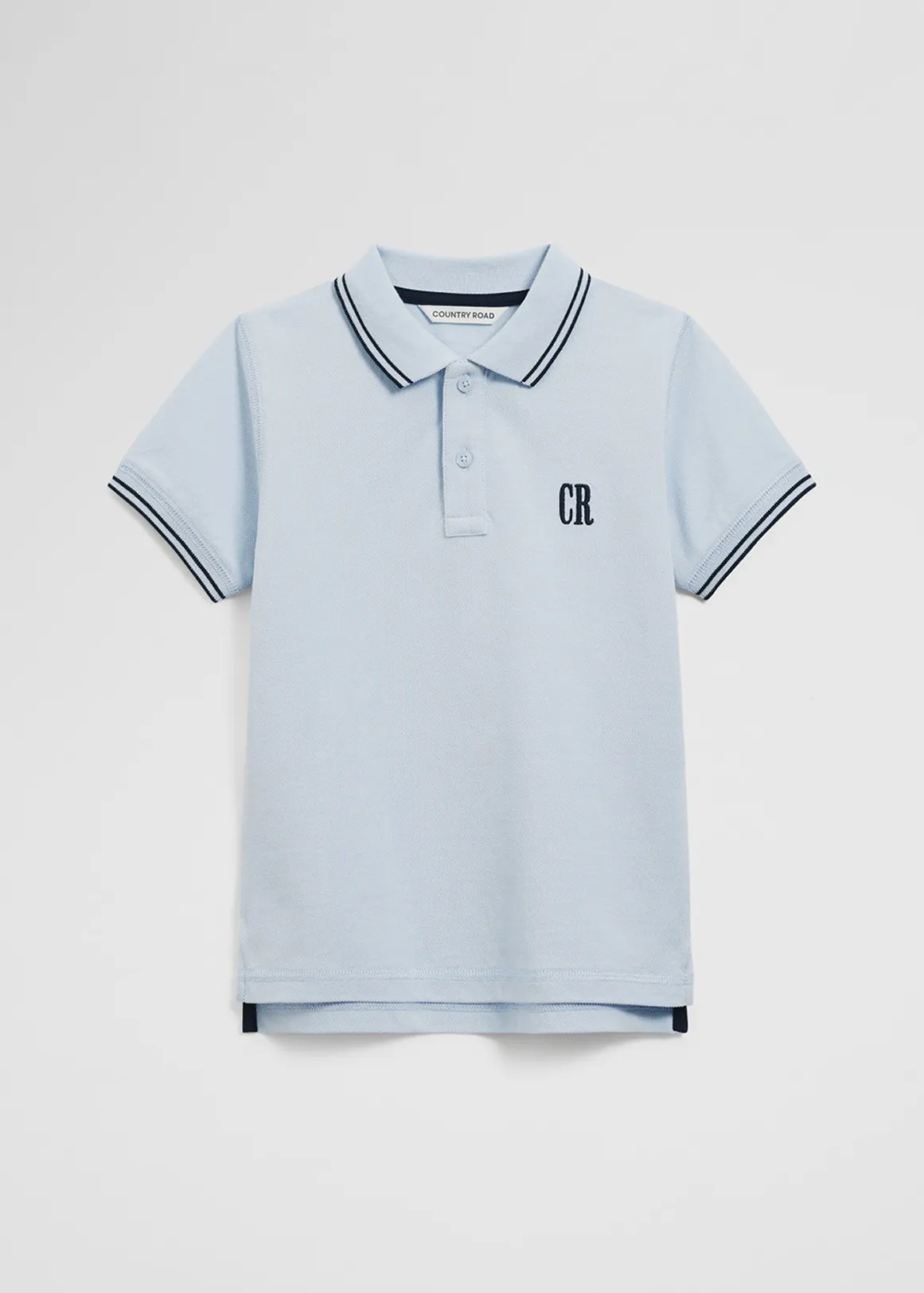 Organically Grown Cotton Logo Polo Shirt - SOFT BLUE
