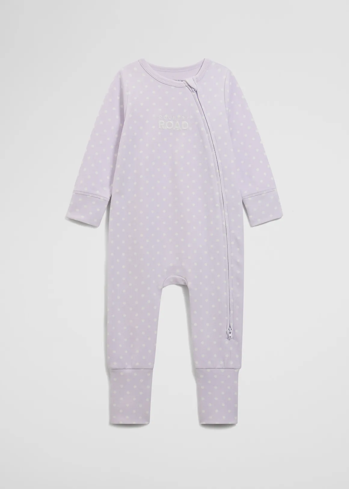 Organically Grown Cotton Logo Zip Jumpsuit - LILAC SPOT