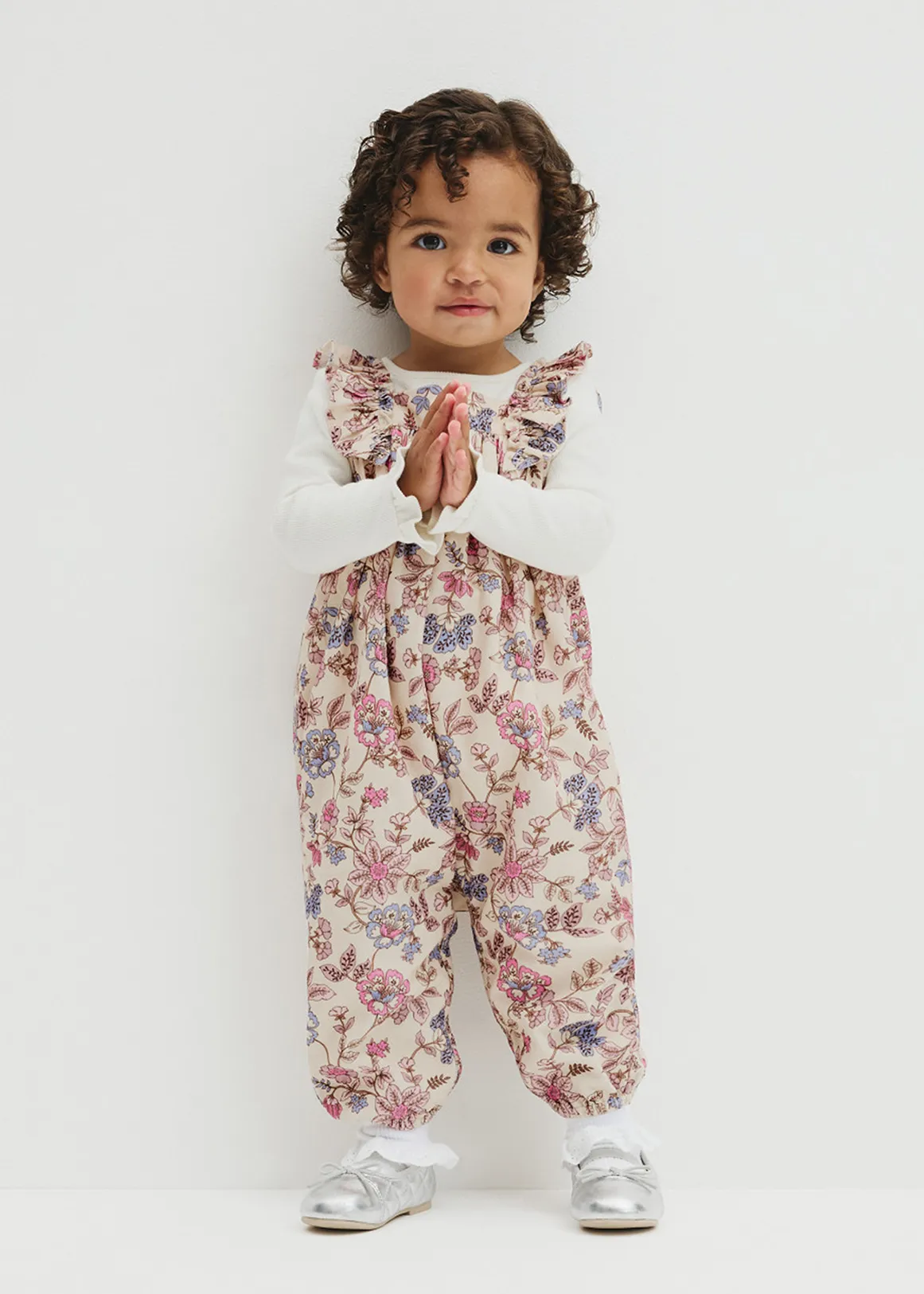 Organically Grown Cotton Ruffle Cord Jumpsuit - WINTER GARDEN