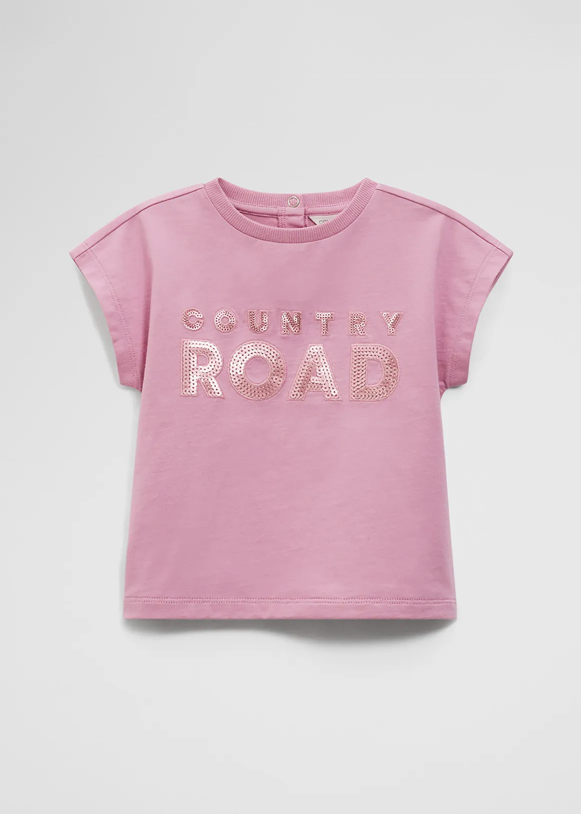 Organically Grown Cotton Sequin Logo T-Shirt - BERRY