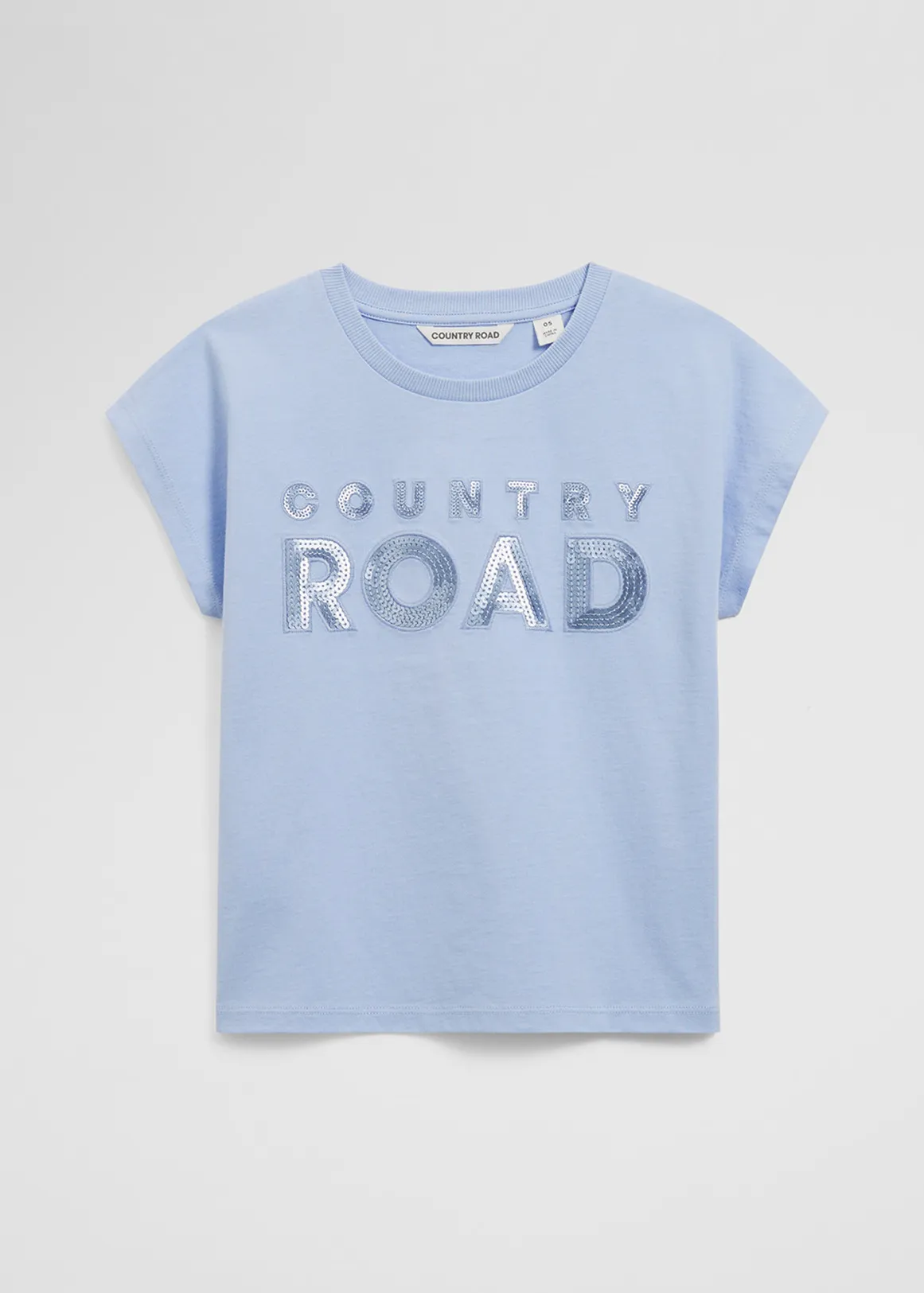 Organically Grown Cotton Sequin Logo T-Shirt - BLUEBELL MULTI