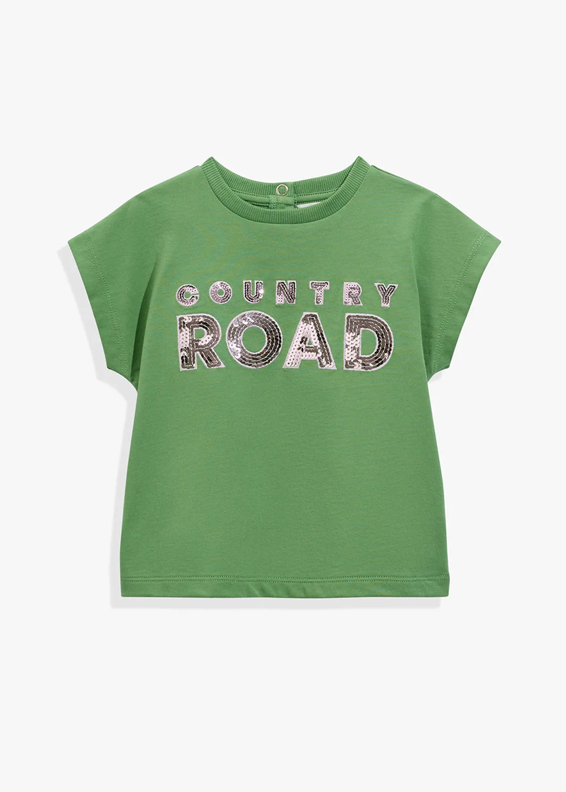 Organically Grown Cotton Sequin Logo T-Shirt - IVY