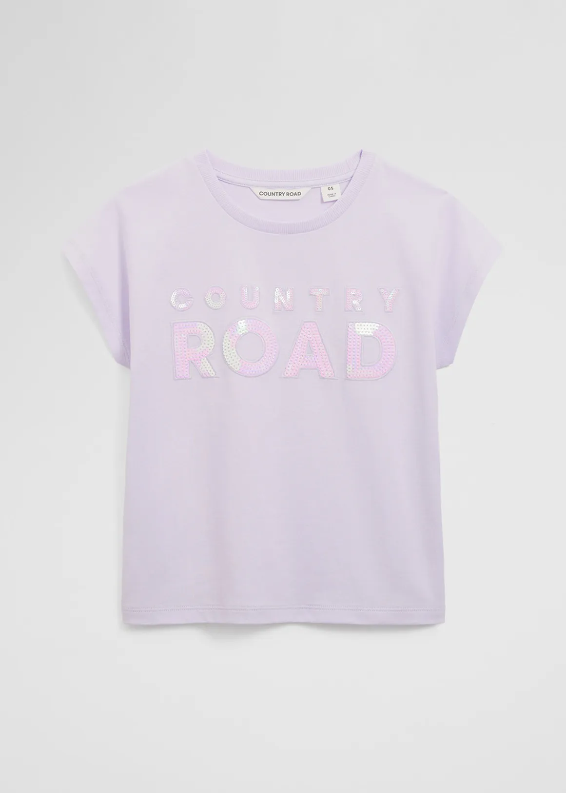 Organically Grown Cotton Sequin Logo T-Shirt - LILAC