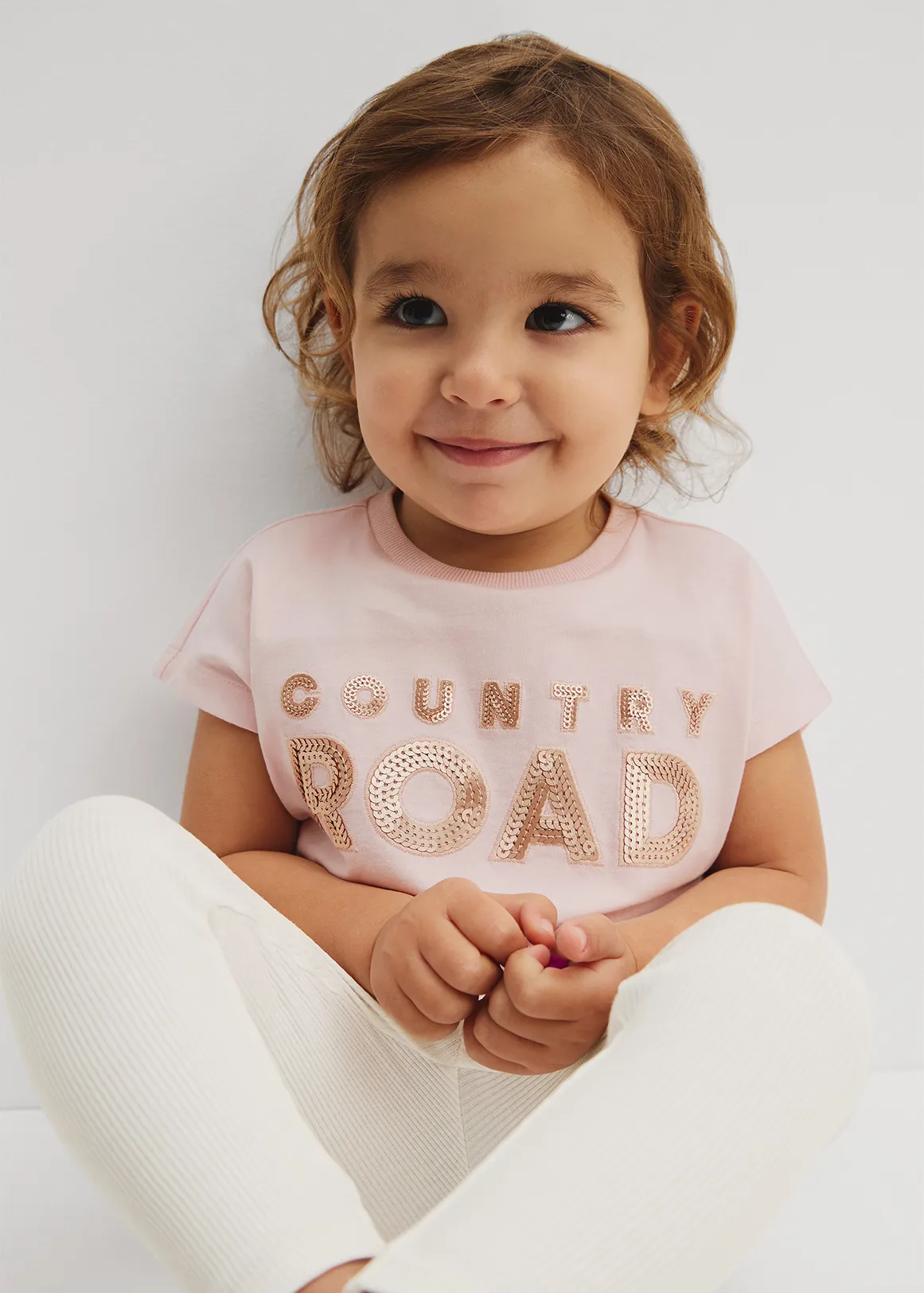 Organically Grown Cotton Sequin Logo T-Shirt - MINERAL PINK
