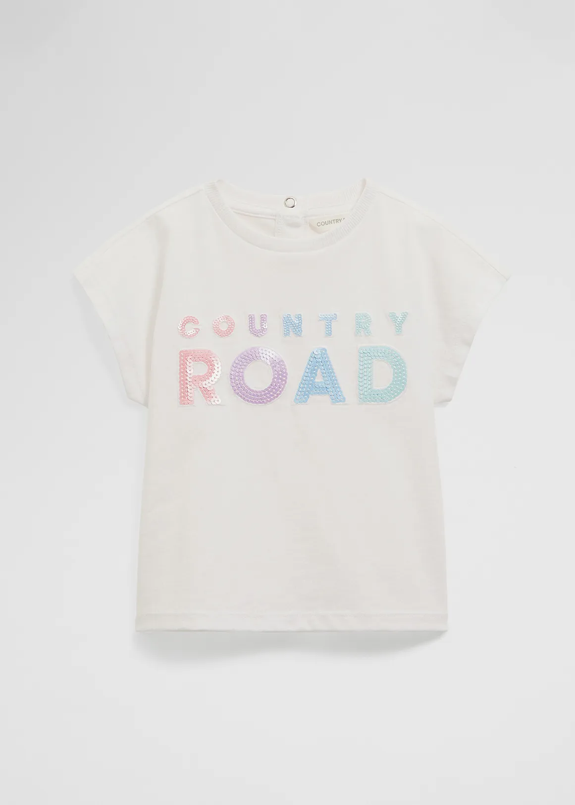Organically Grown Cotton Sequin Logo T-Shirt - MULTI MARSHMALLOW