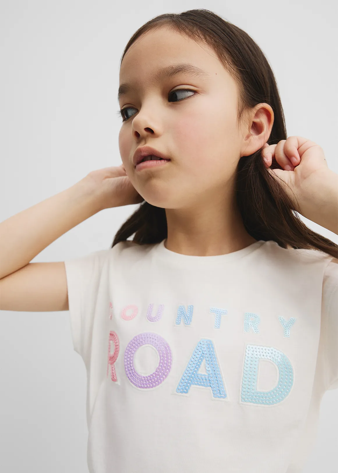 Organically Grown Cotton Sequin Logo T-Shirt - MULTI MARSHMALLOW