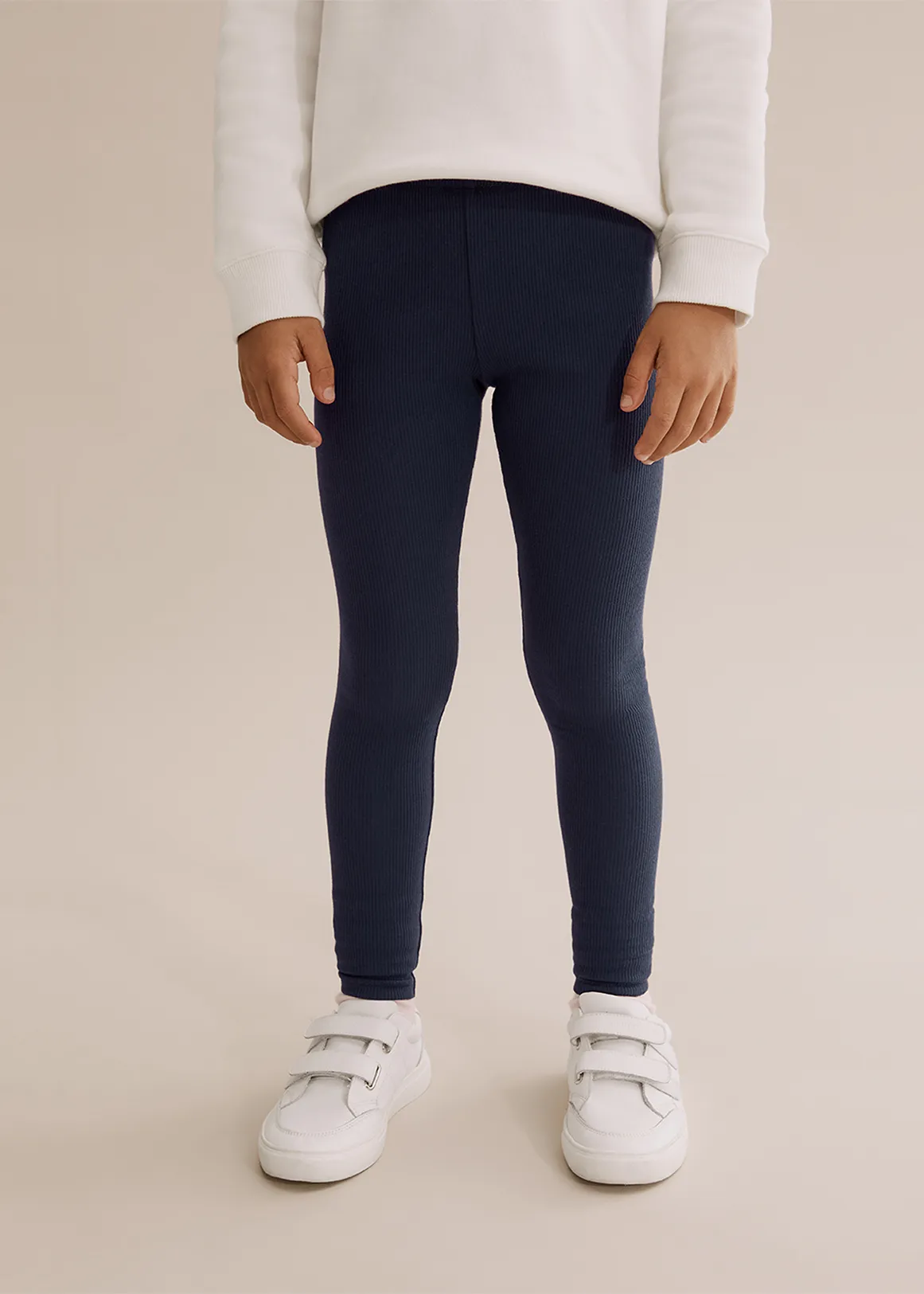 Organically Grown Cotton Solid Rib Legging - FRENCH NAVY