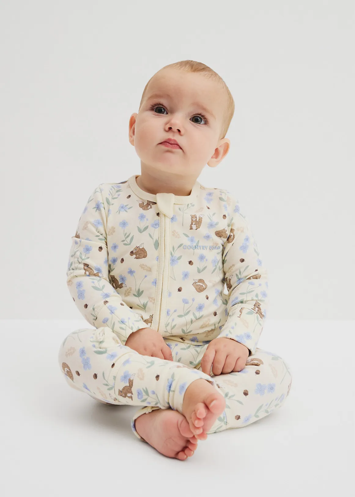Organically Grown Cotton Squirrel Floral Jumpsuit - BUTTER SQUIRREL