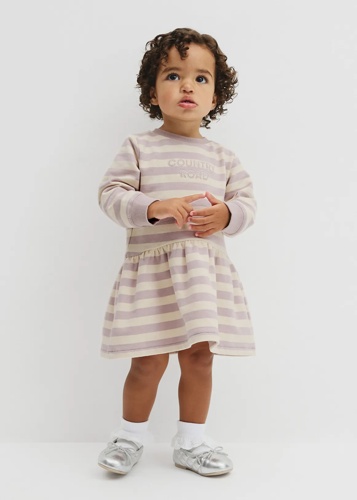 Organically Grown Cotton Stripe Sweat Dress - ROSE STRIPE