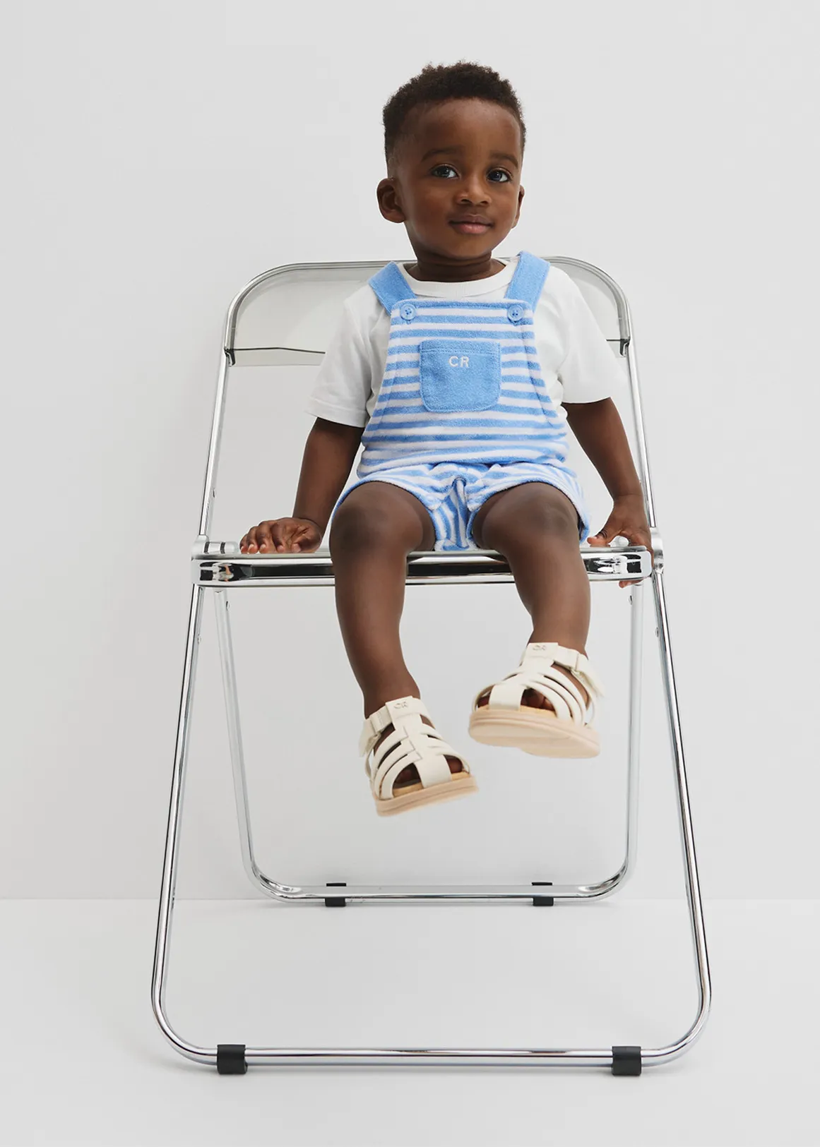 Organically Grown Cotton Terry Overall - CLOUD STRIPE