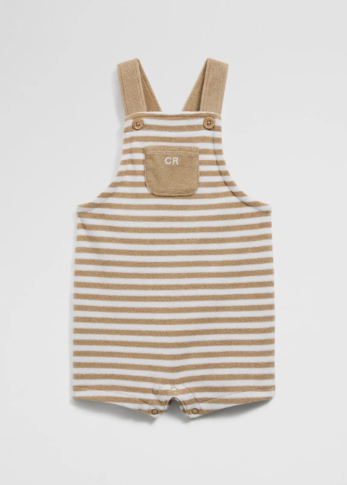 Organically Grown Cotton Terry Overall - LATTE STRIPE