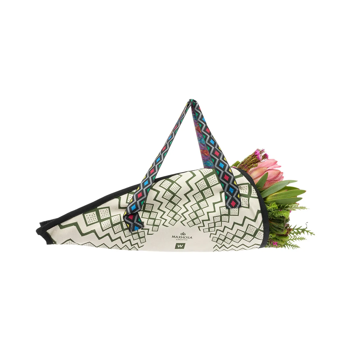 Our Best Ever Maxhosa Green Flower Carrier Bag
