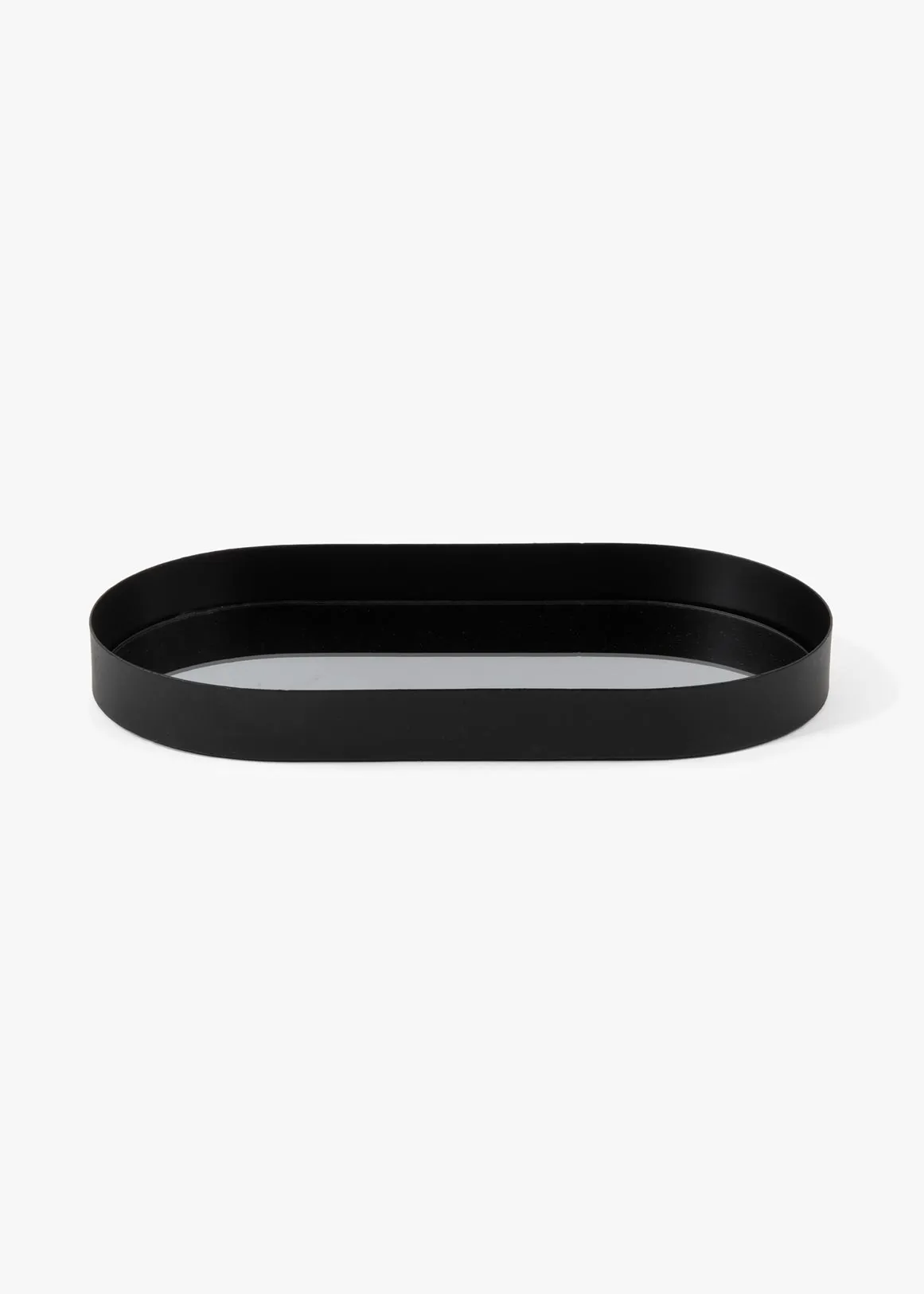Oval Smoke Mirror Tray - BLACK