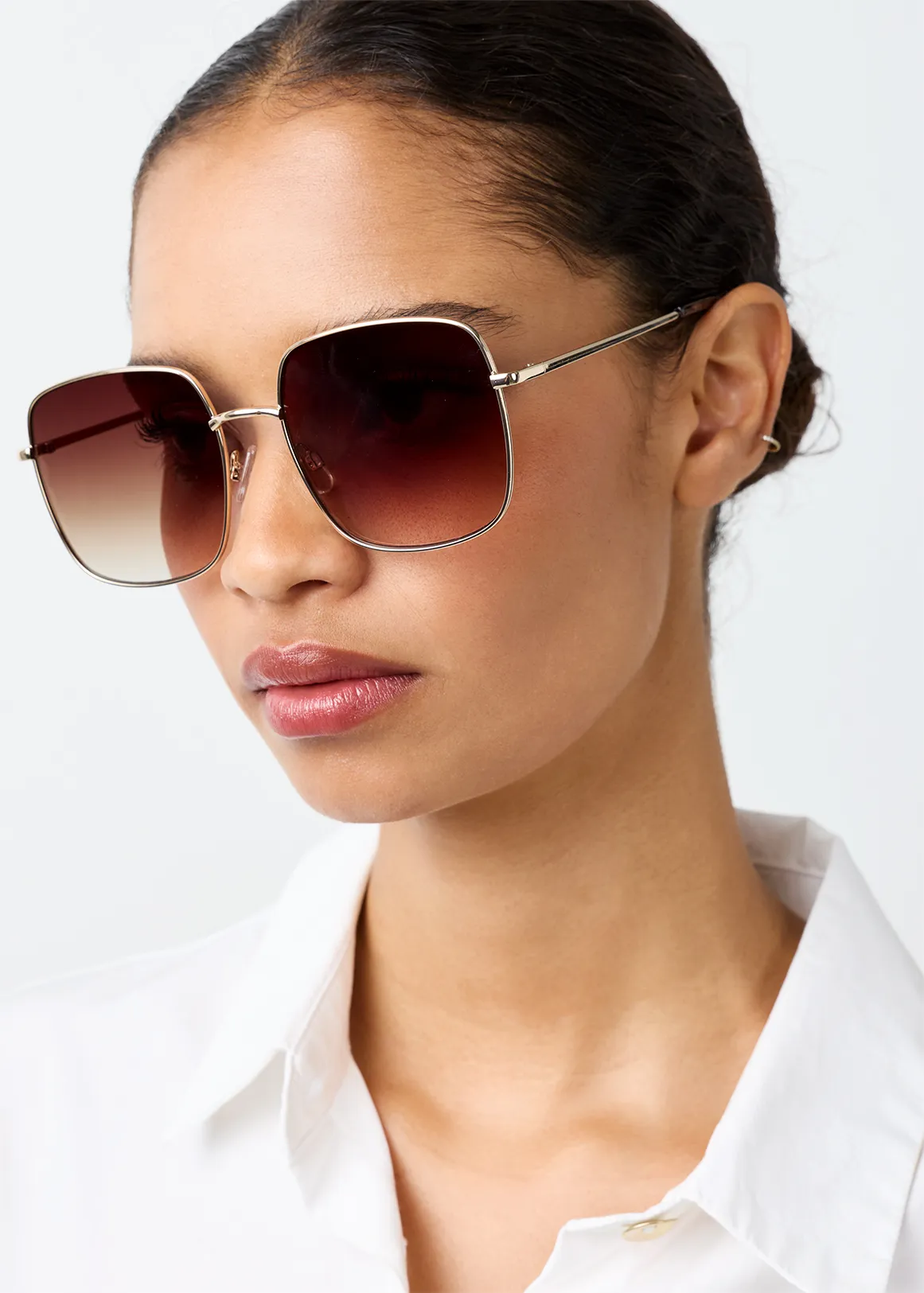 Oversize Metal Frame Square Sunglasses - GOLD