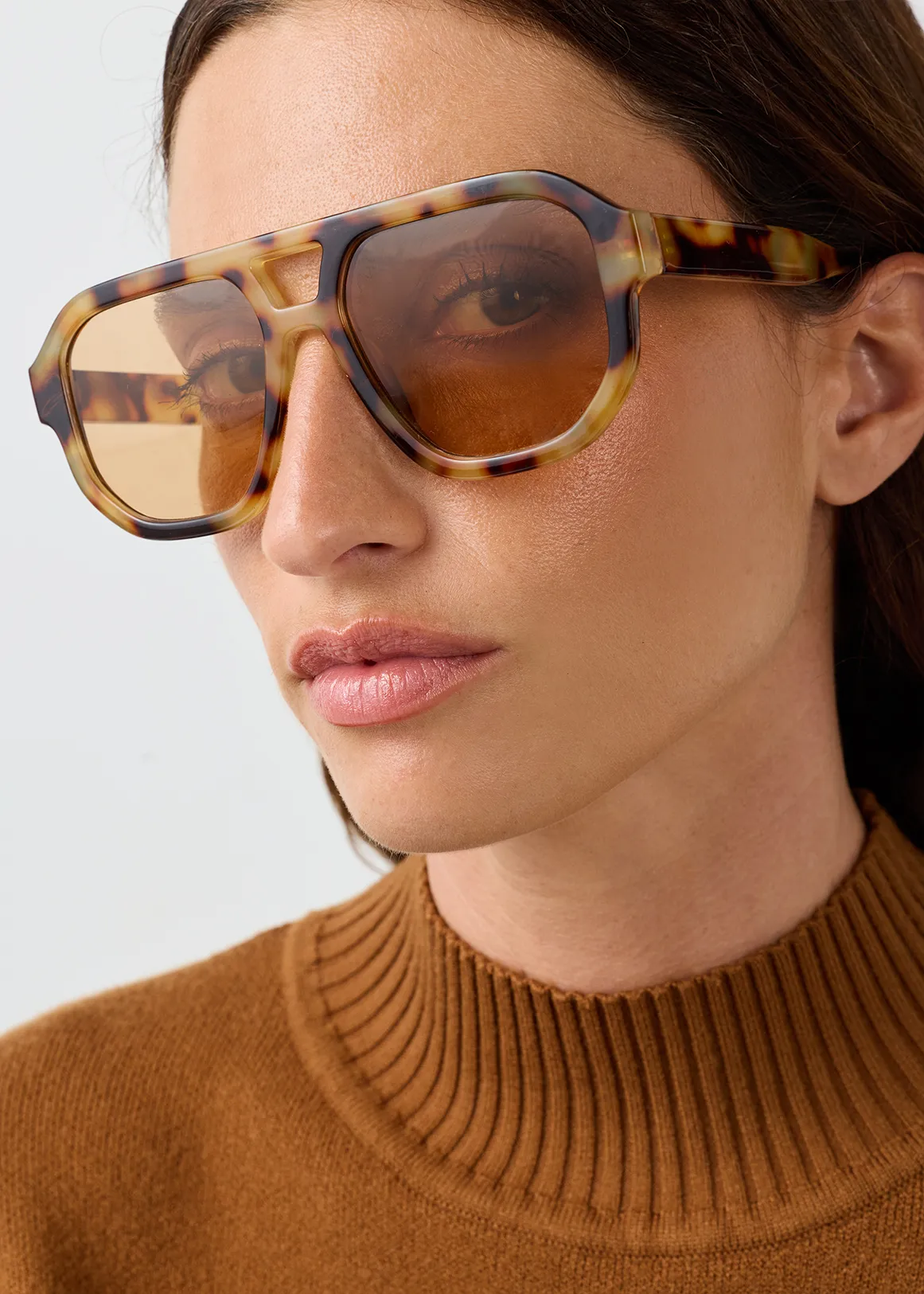 Oversize Tortoiseshell Aviator Sunglasses - X NATURAL