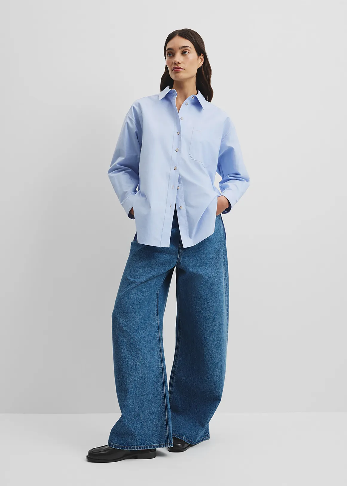 Oversized Australian Cotton Oxford Shirt - CHAMBRAY BLUE