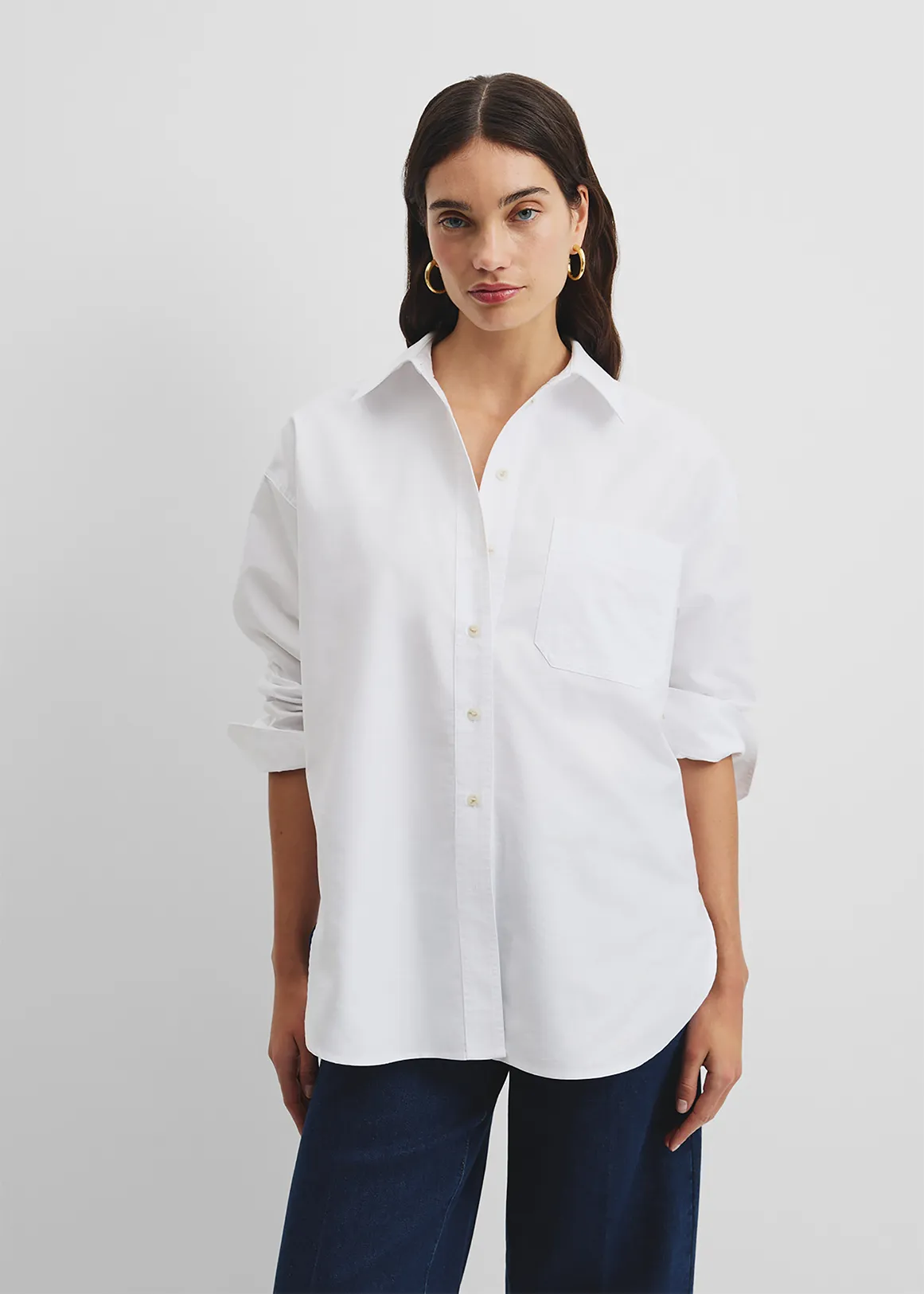 Oversized Australian Cotton Oxford Shirt - WHITE