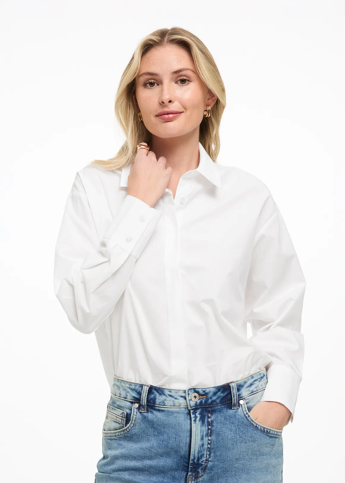 Oversized Poplin Shirt - WHITE