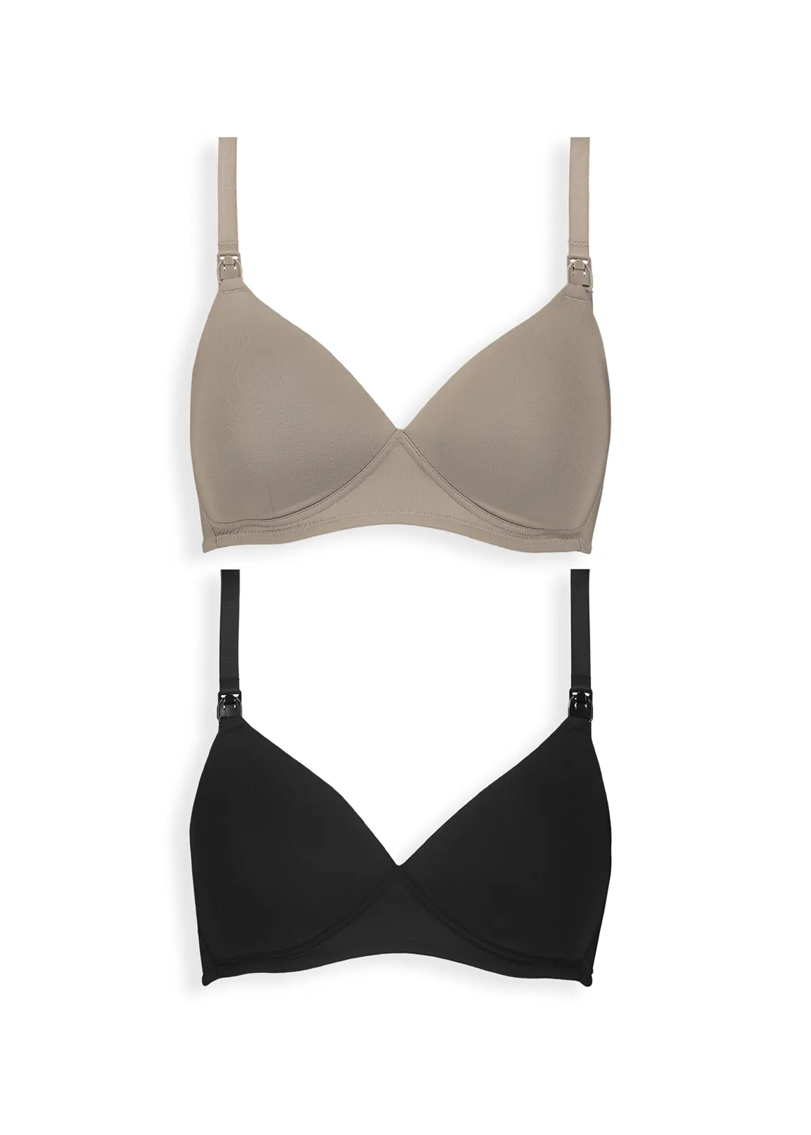 Padded Non-wire Nursing T-shirt Bras 2 Pack - New Neutrals - MOCHA