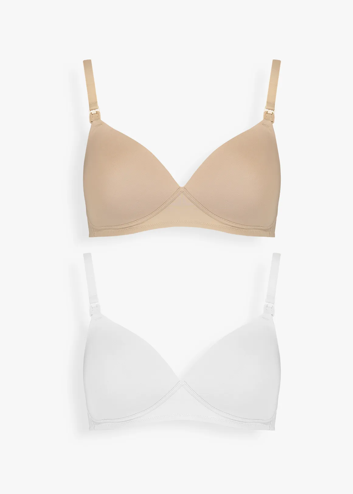 Padded Non-wire Nursing T-shirt Bras 2 Pack - New Neutrals - X BEIGE