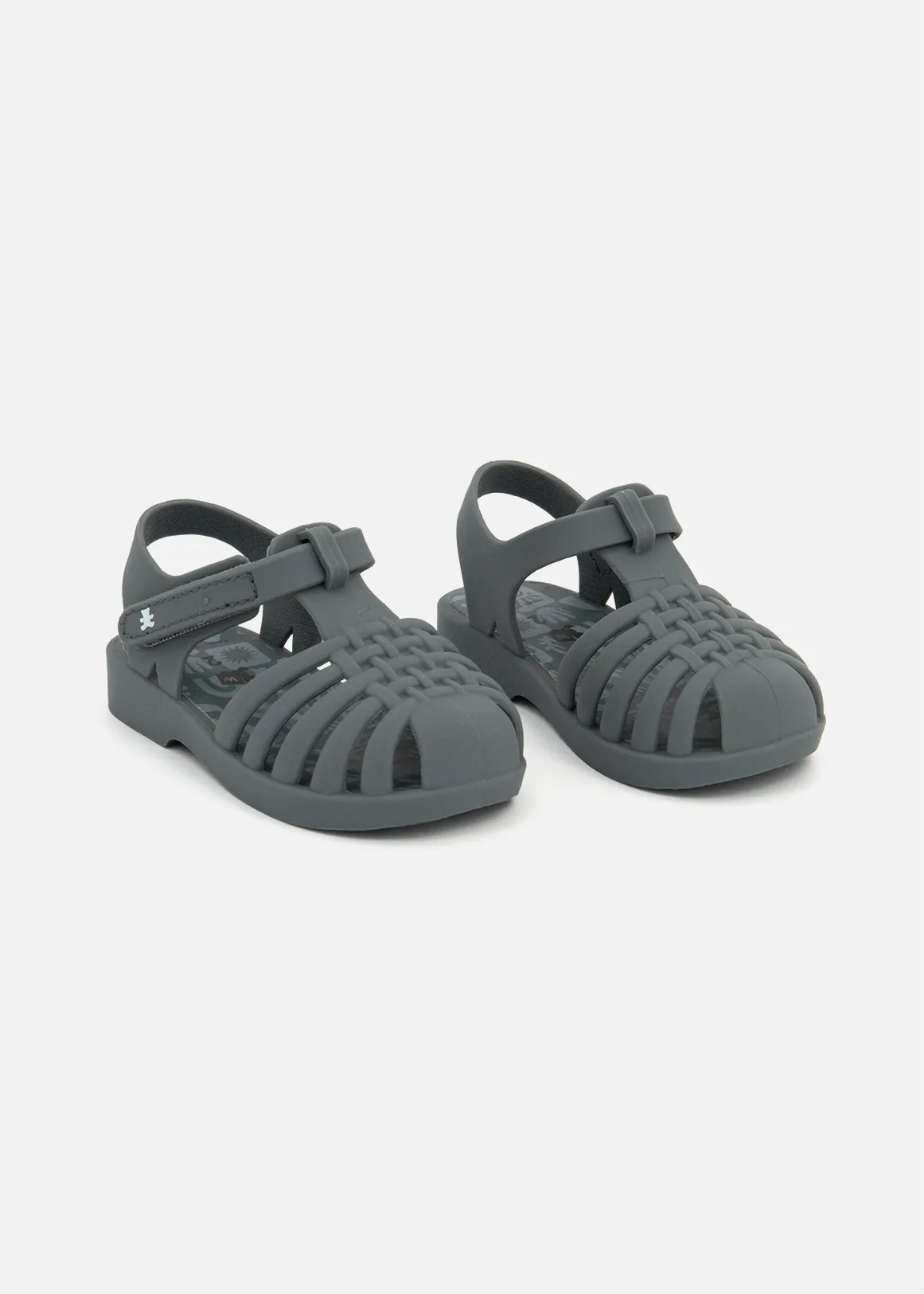Palm Print Jelly Sandals - CHARCOAL