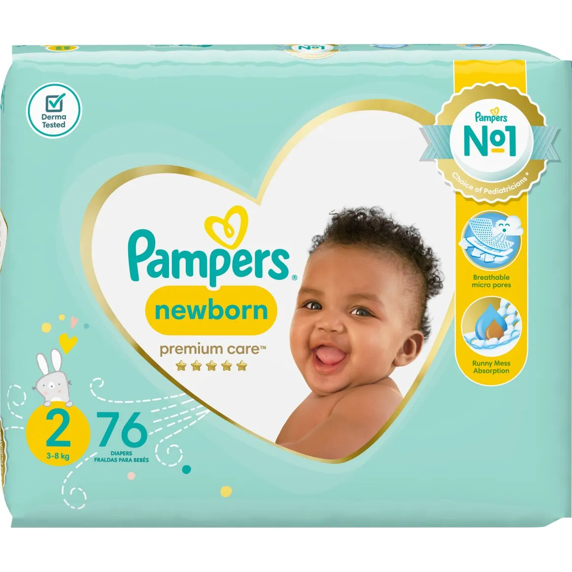 Pampers Premium Care No. 2 (3 - 8 kg) Nappies 76 pk