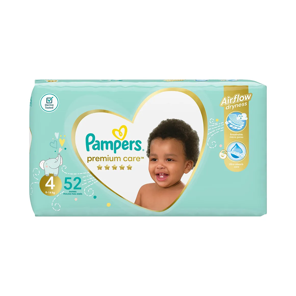 Pampers Premium Care No.4 (9-14 kg) Nappies 52 pk