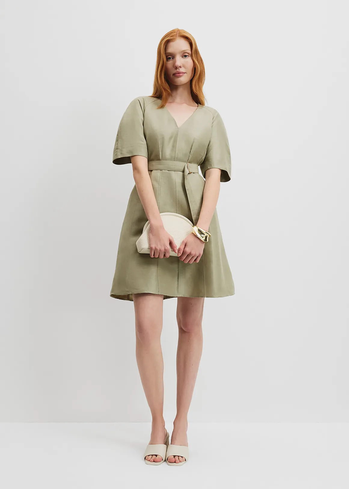 Panel Detail Mini Dress - ARMY