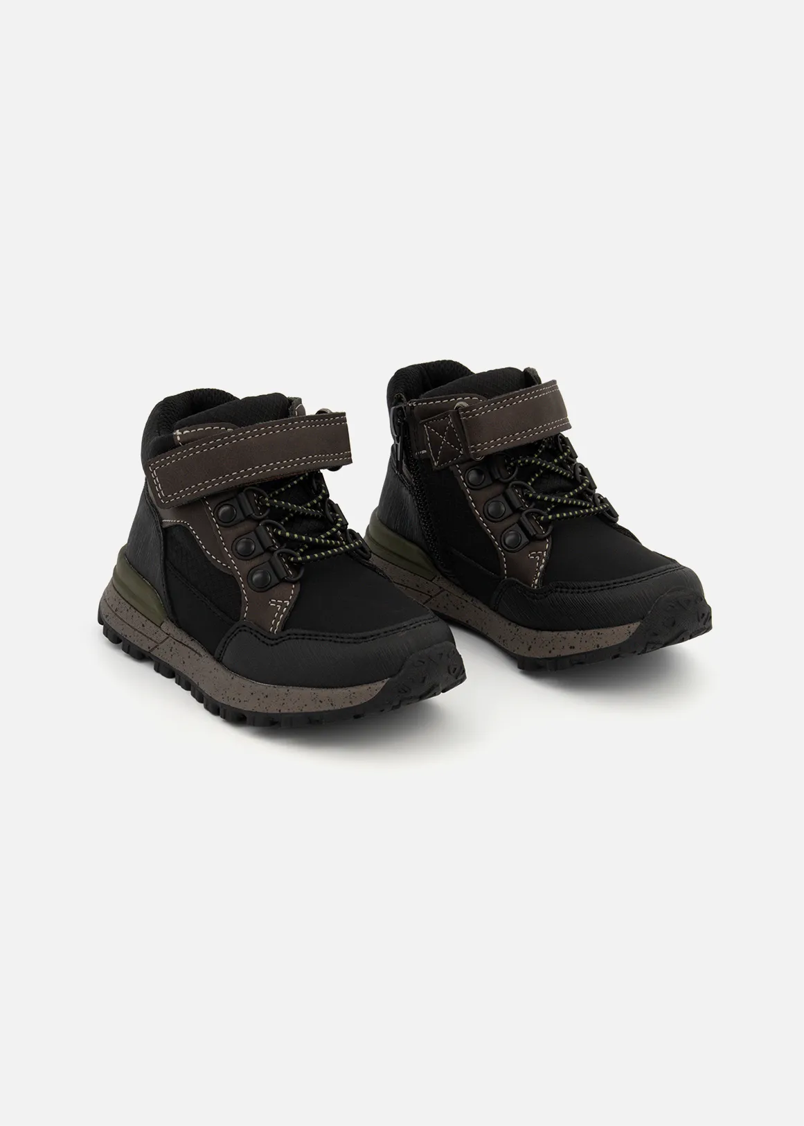 Panelled Hiking Boots (Size 4-13) Younger Boy - X BLACK