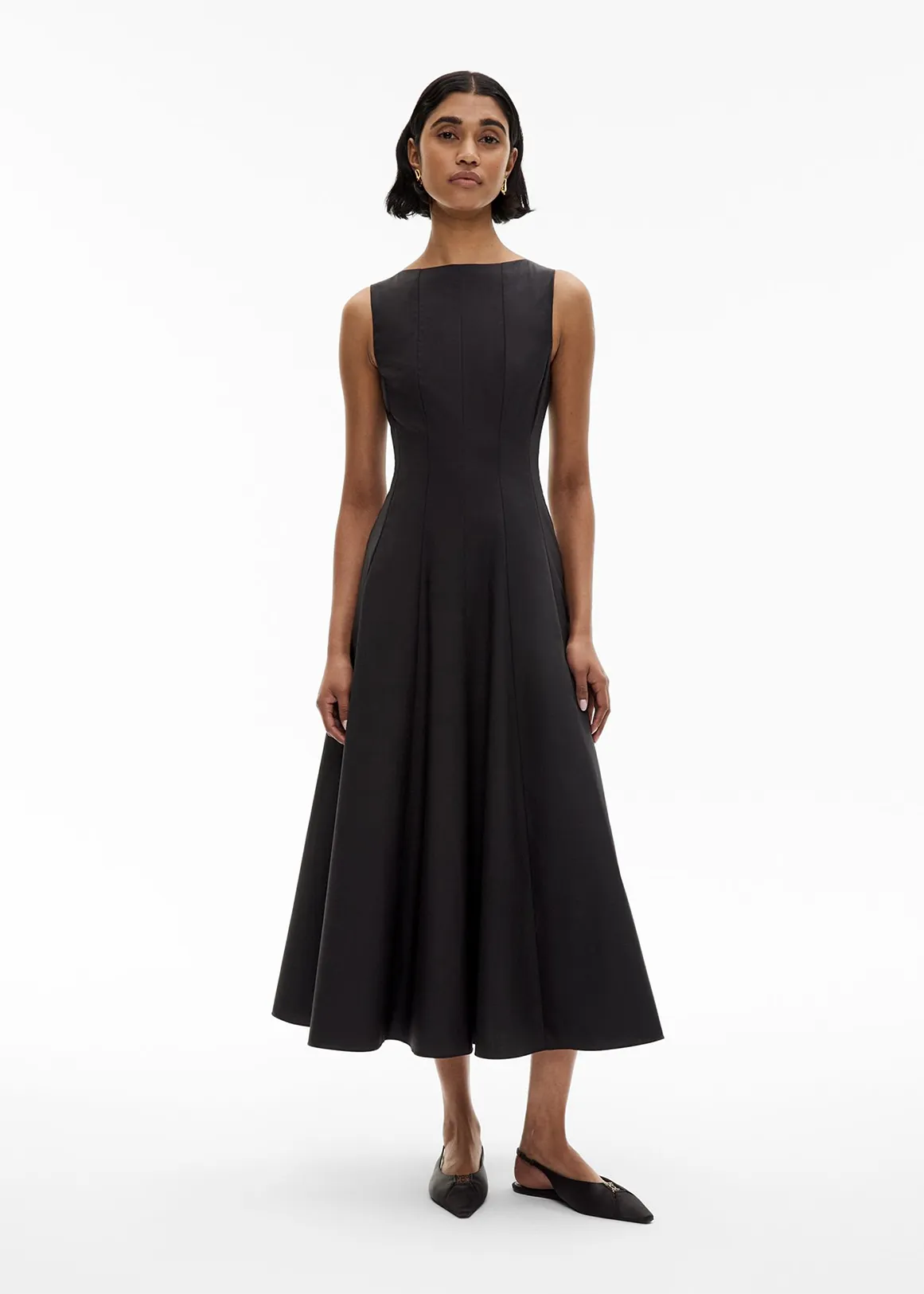Panelled Midi Dress - BLACK