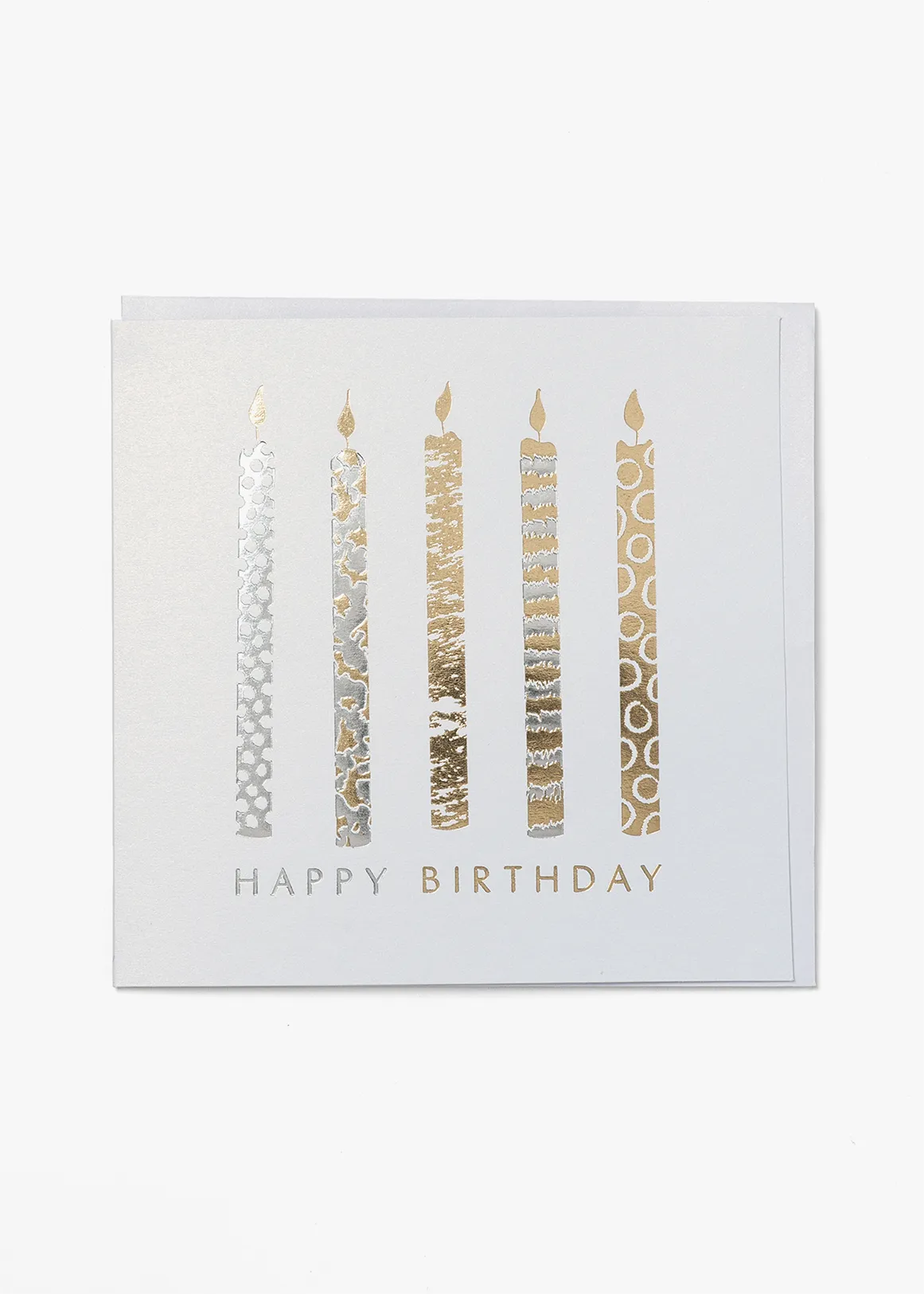 Pearlised Birthday Candles Square Card - GOLD