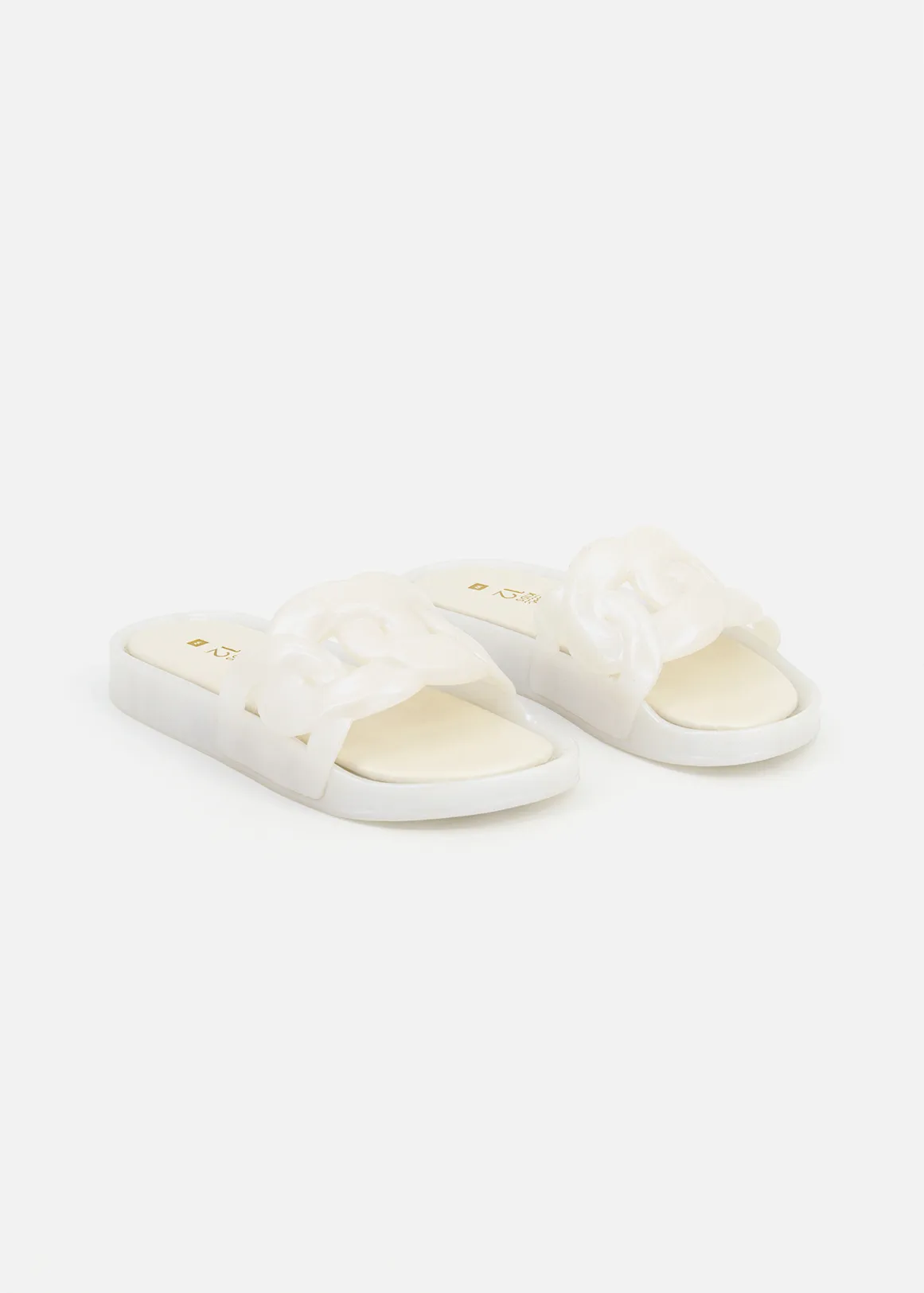 Pearlised Cut-Out Pool Slides  (Size 12-6) Older Girl - WHITE