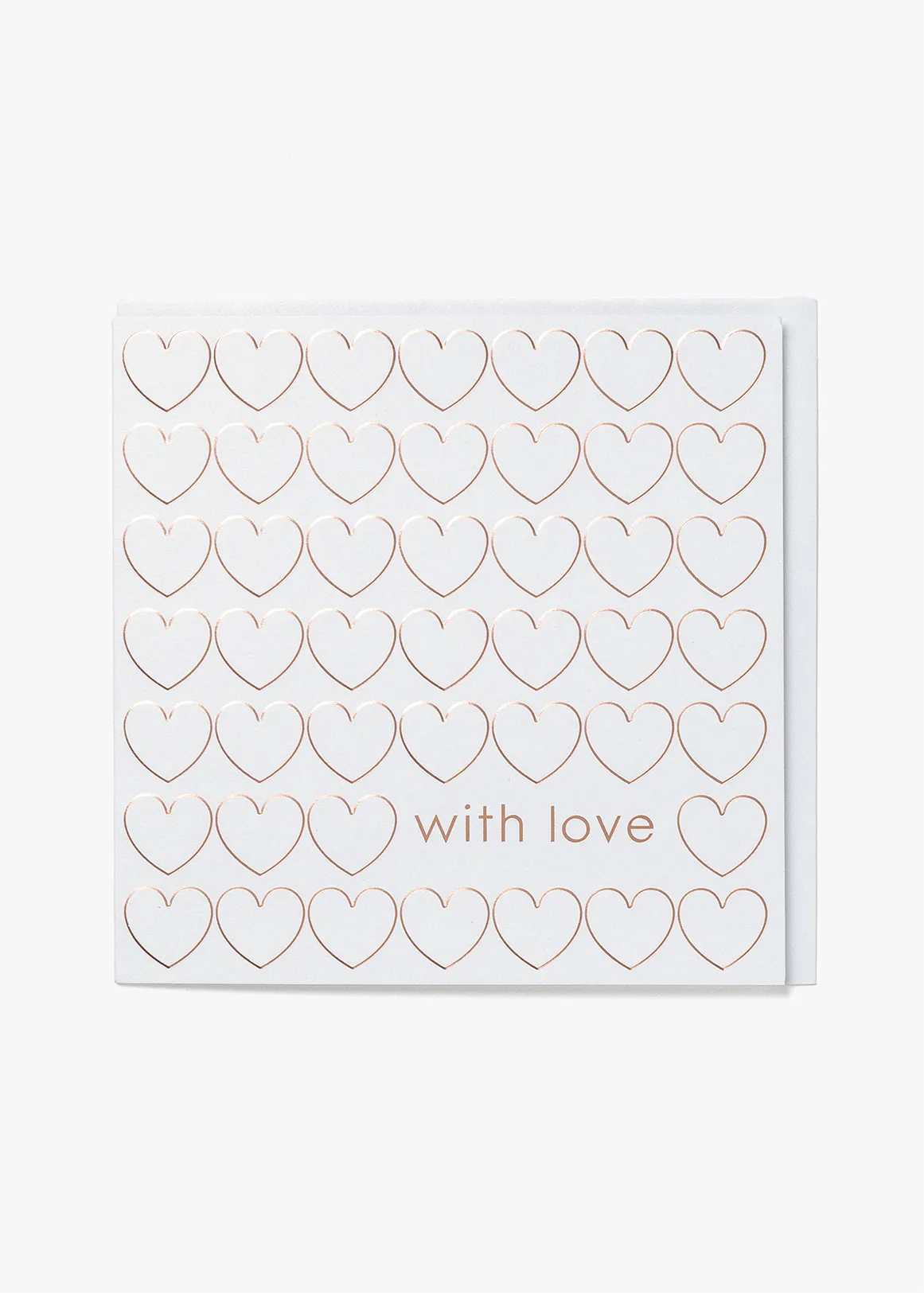 Pearlised Emboss Hearts Square Card - GOLD