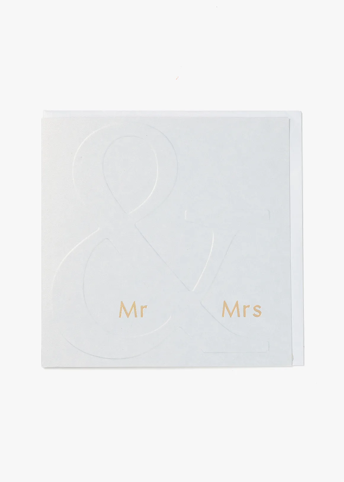 Pearlised Mr & Mrs Embossed Square Wedding Card - GOLD