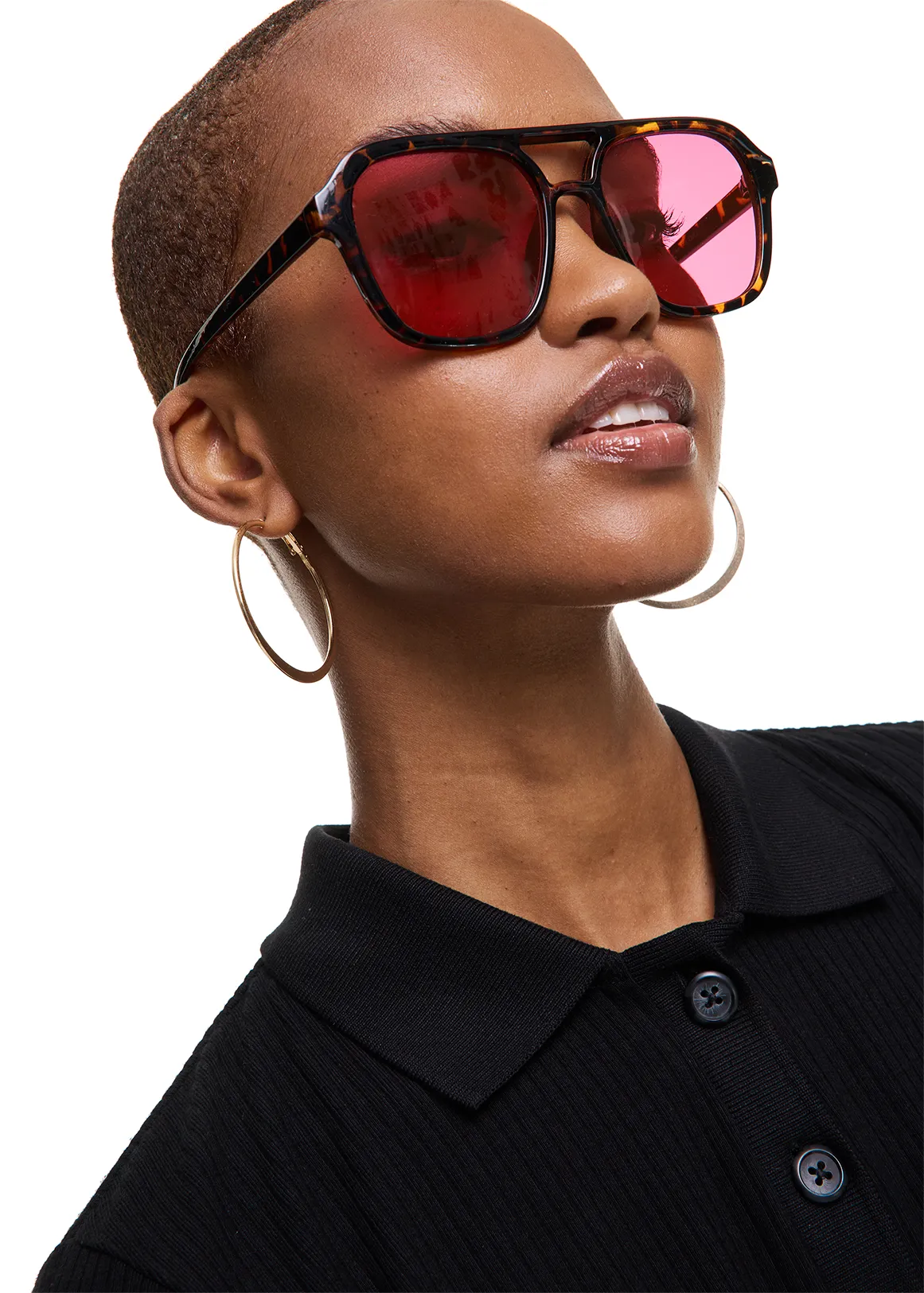 Pink Lens Tortoiseshell Aviator Sunglasses - TORTOISE SHELL