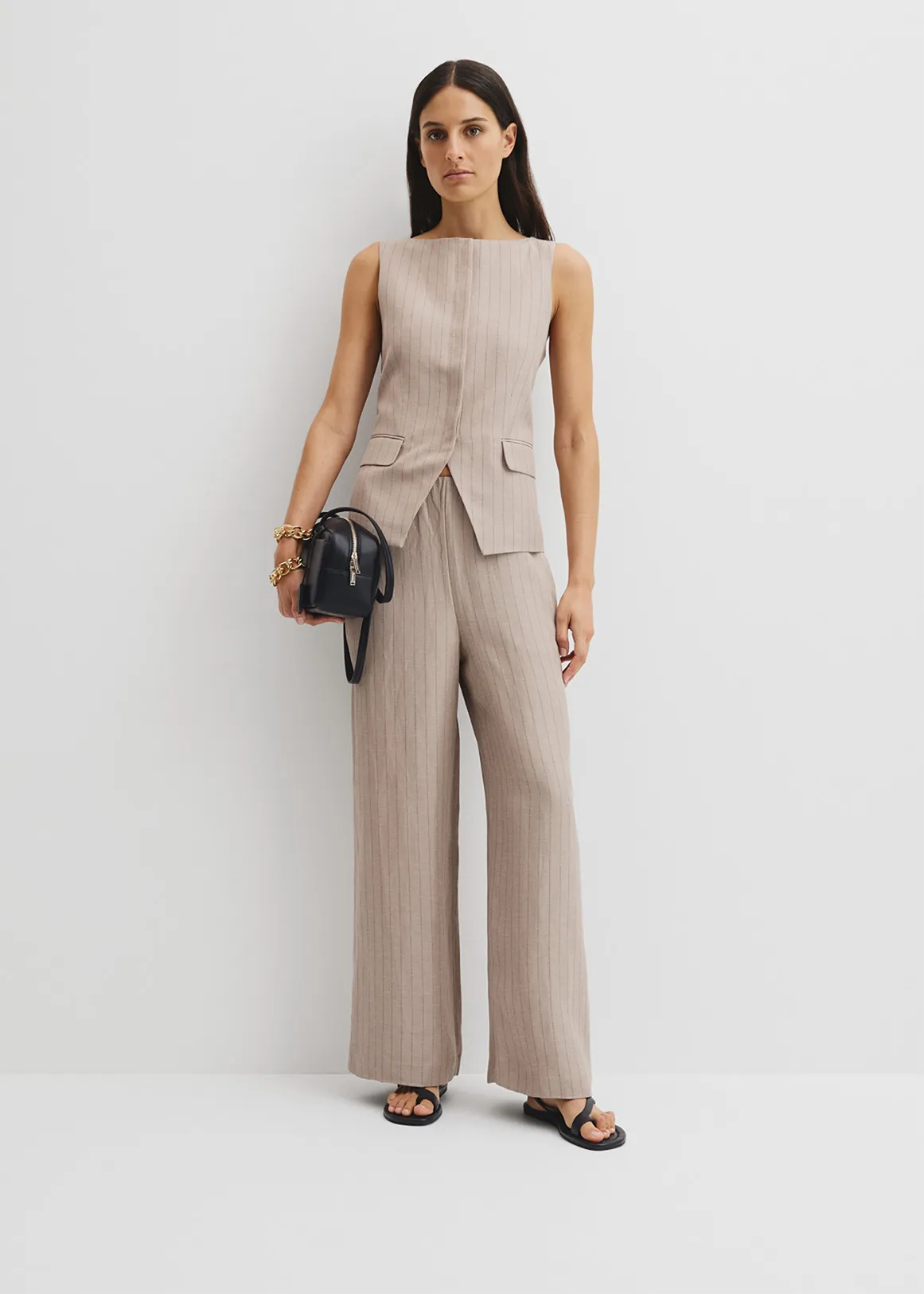 Pinstripe Vest - TAPIOCA STRIPE